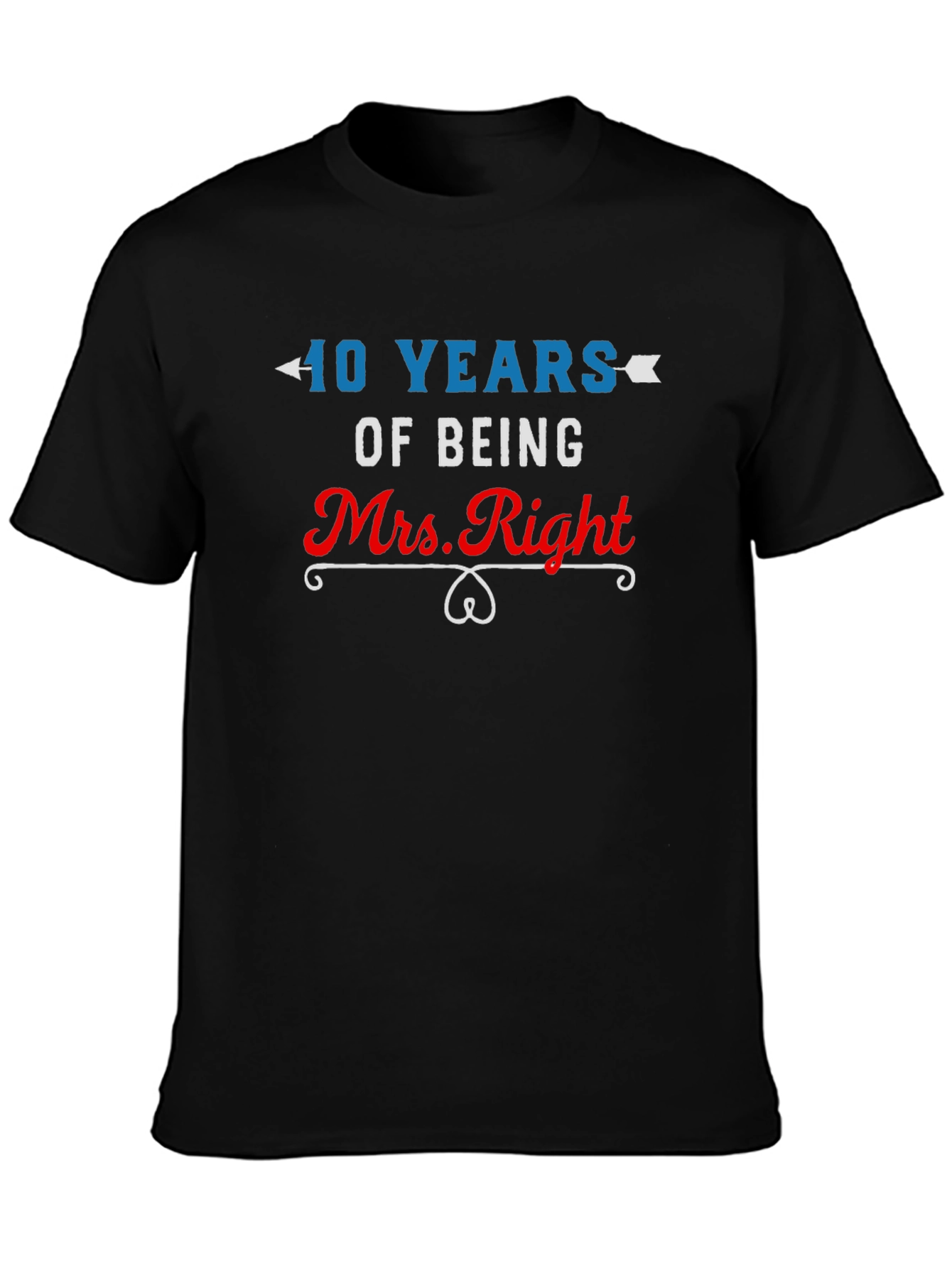 Black 40 Years Mrs. Right Anniversary T-Shirt view 3