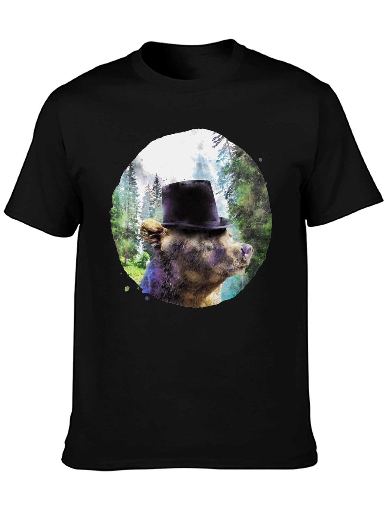 Black Bear in Top Hat Graphic Tee - Unique Forest Design view 3