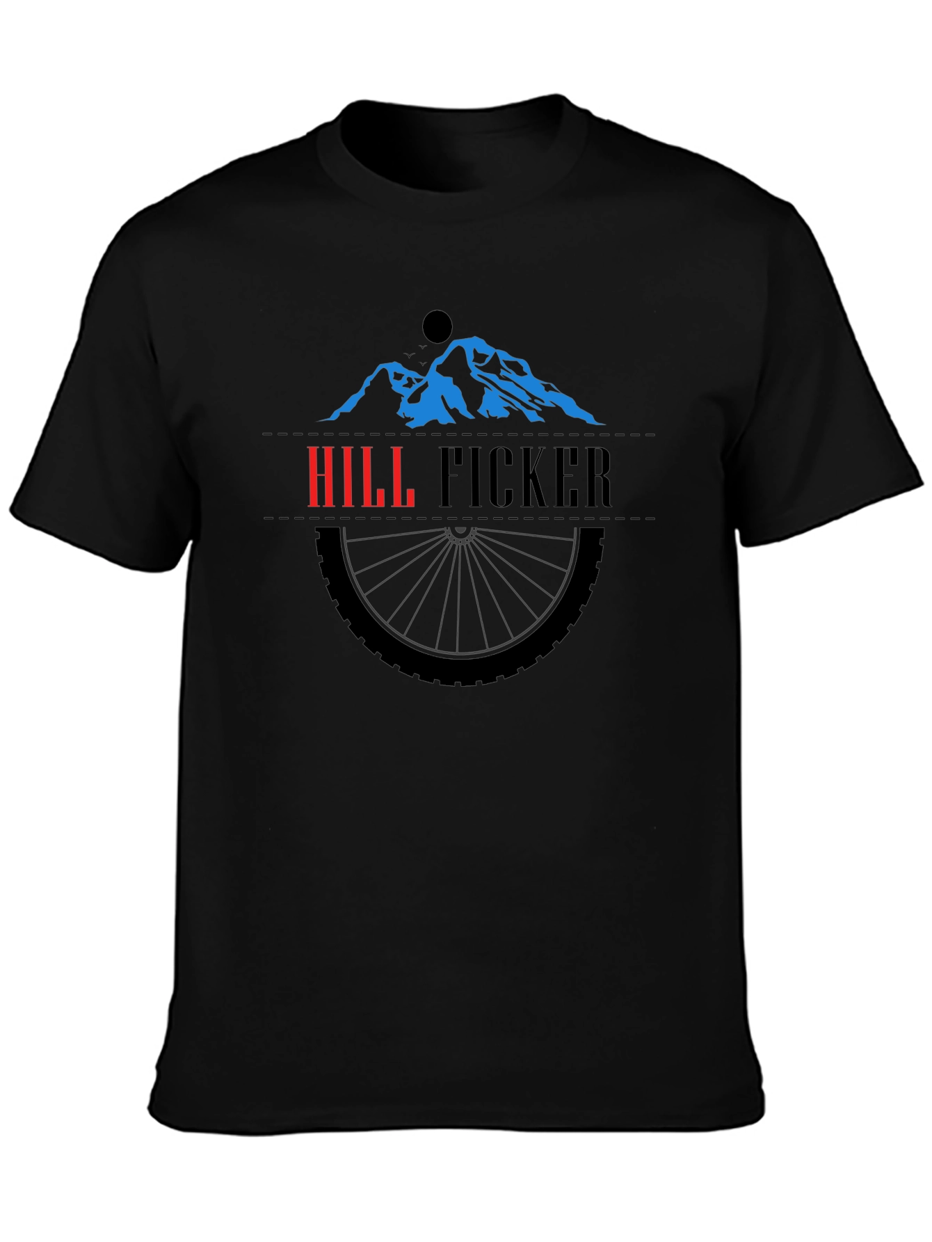 Black Hill Ficker Black T-Shirt with Mountain Bike Design view 3