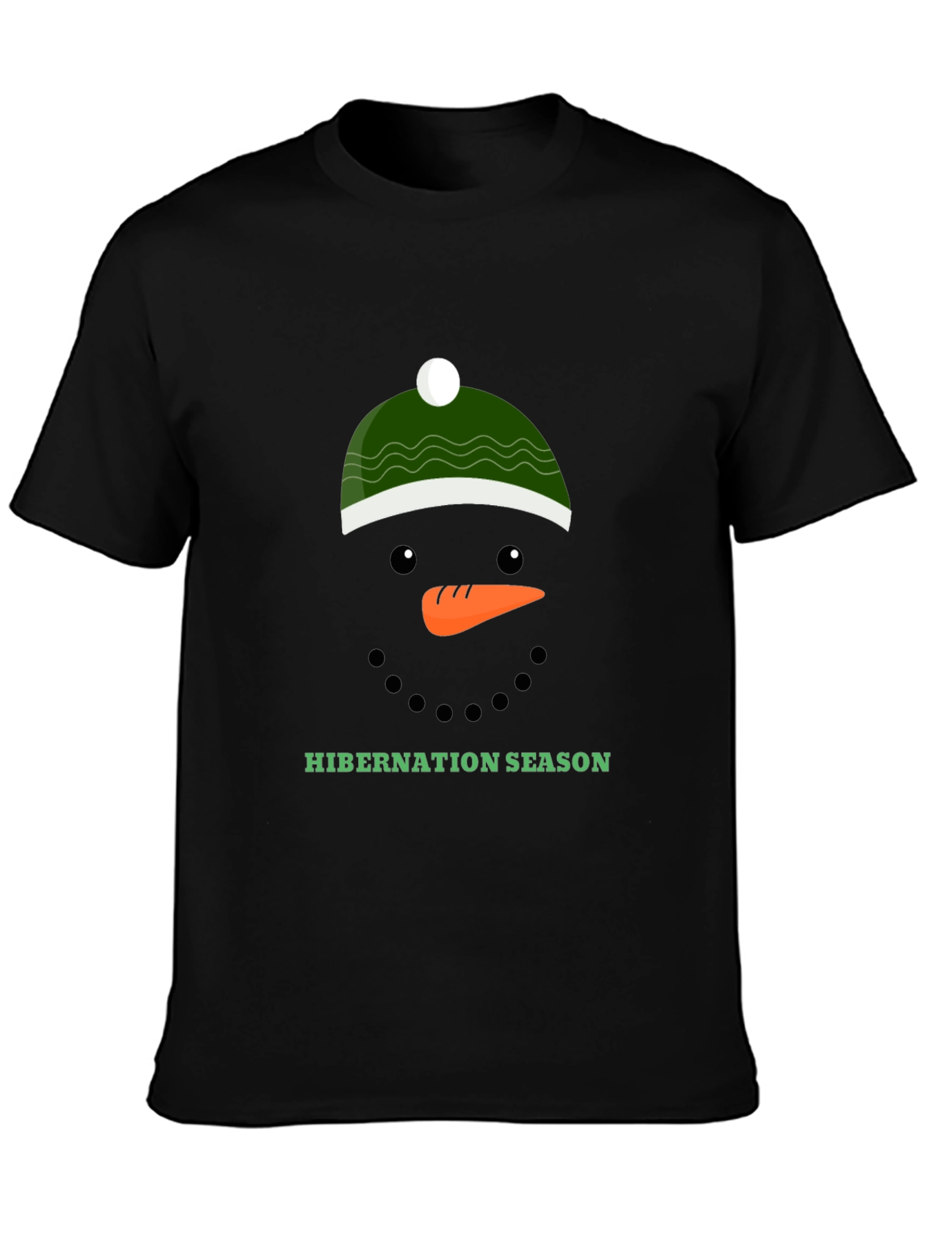 Black Hibernation Season Snowman Graphic Tee view 3