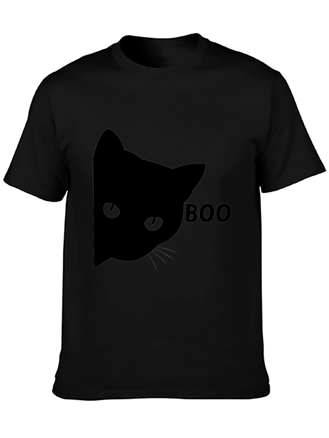 Black Boo Cat Black Tee - Halloween Fun view 3