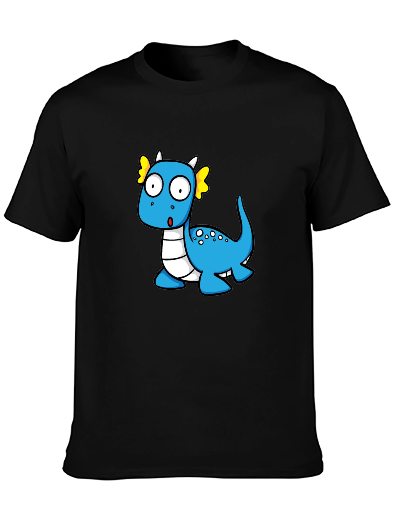 Black Cute Cartoon Dragon Graphic T-Shirt view 3
