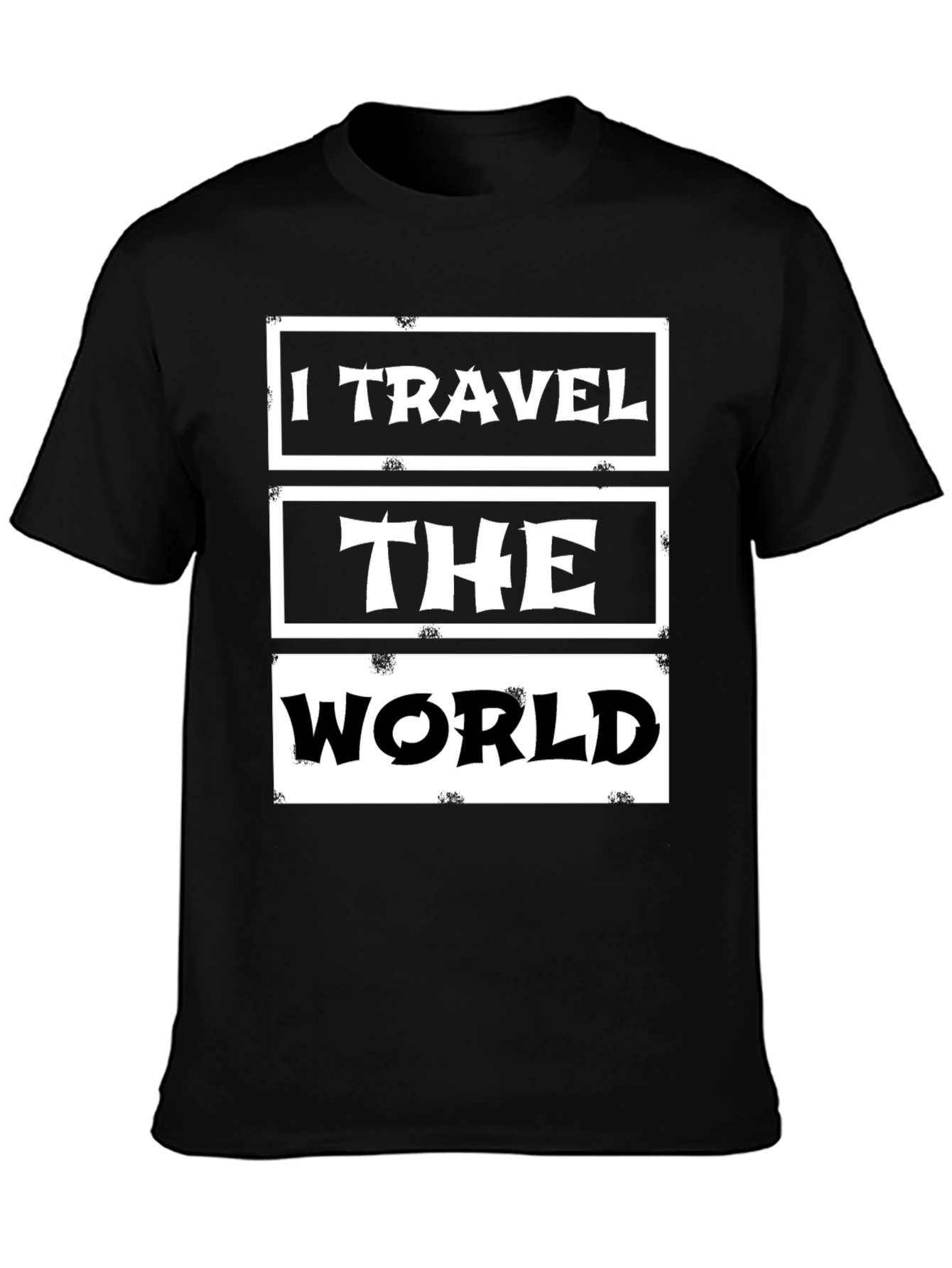 Black I Travel The World Graphic Tee - Black Cotton Casual T-Shirt view 3
