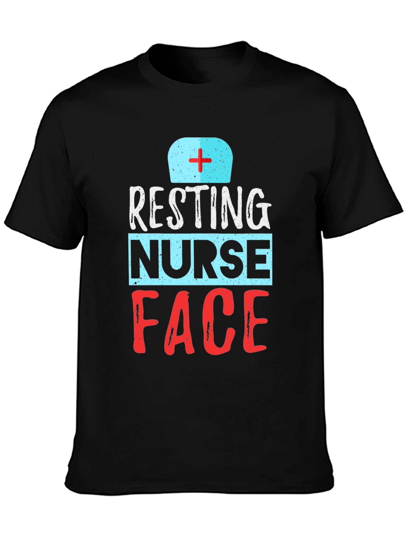 Black Resting Nurse Face Graphic T-Shirt - Black view 3