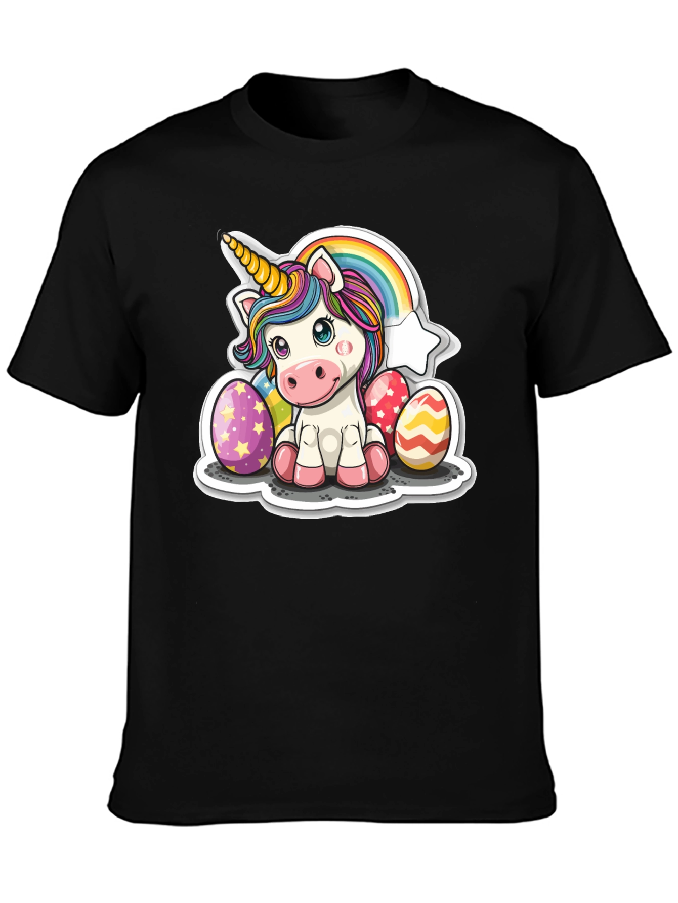 Black Unicorn Easter Egg T-Shirt view 3