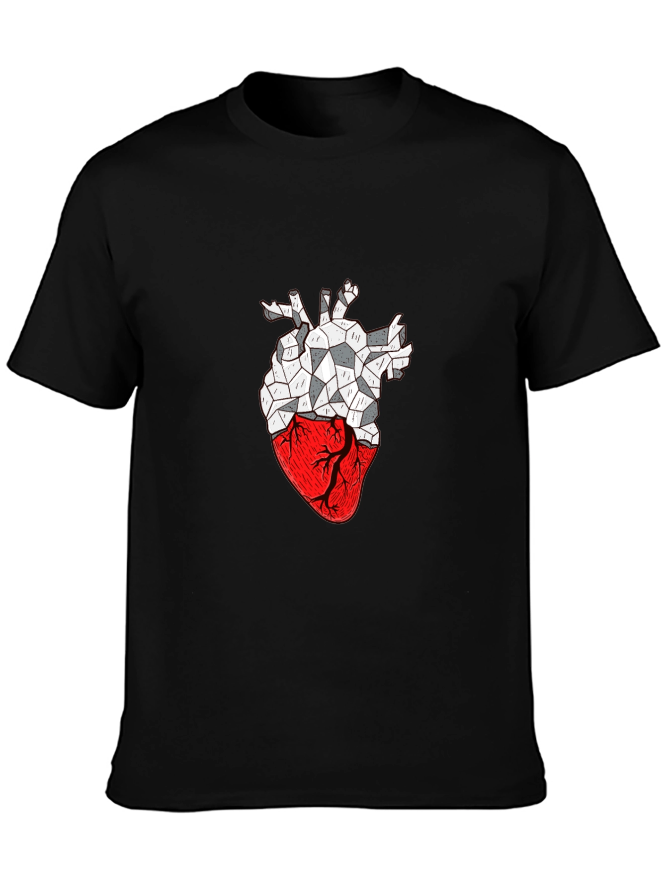 Black Geometric Heart Graphic T-Shirt view 3