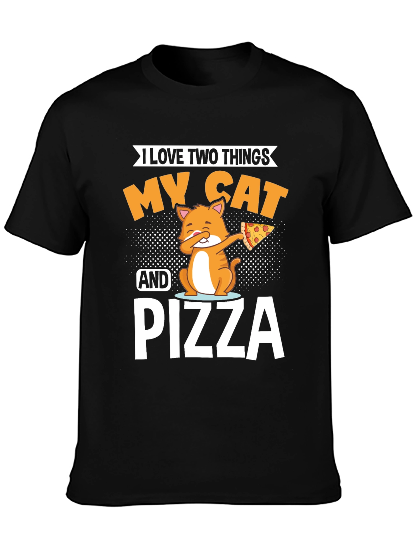 Black My Cat and Pizza T-Shirt - Funny Novelty Tee view 3