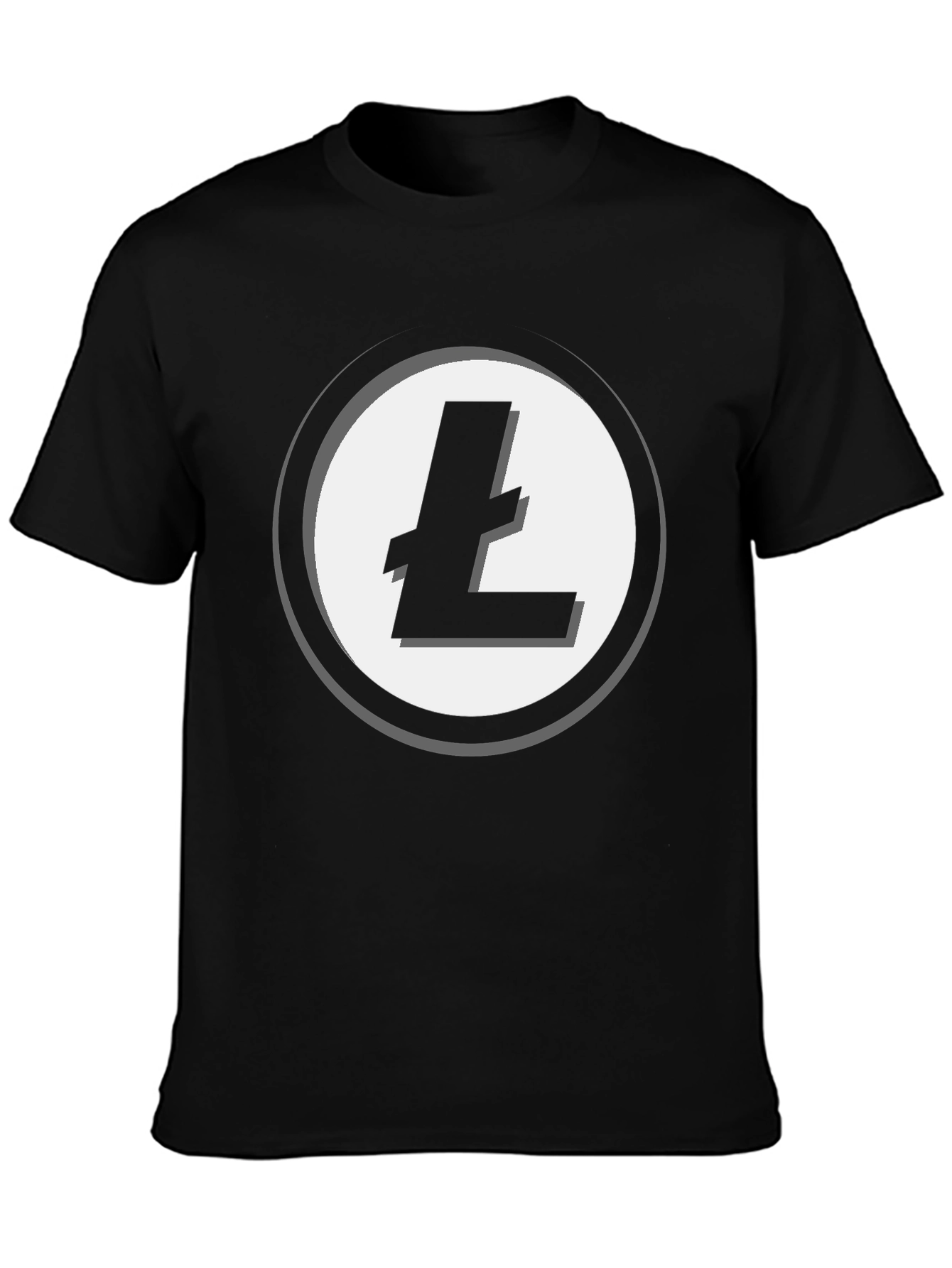 Black Litecoin Logo T-Shirt - Crypto Enthusiast Apparel view 3