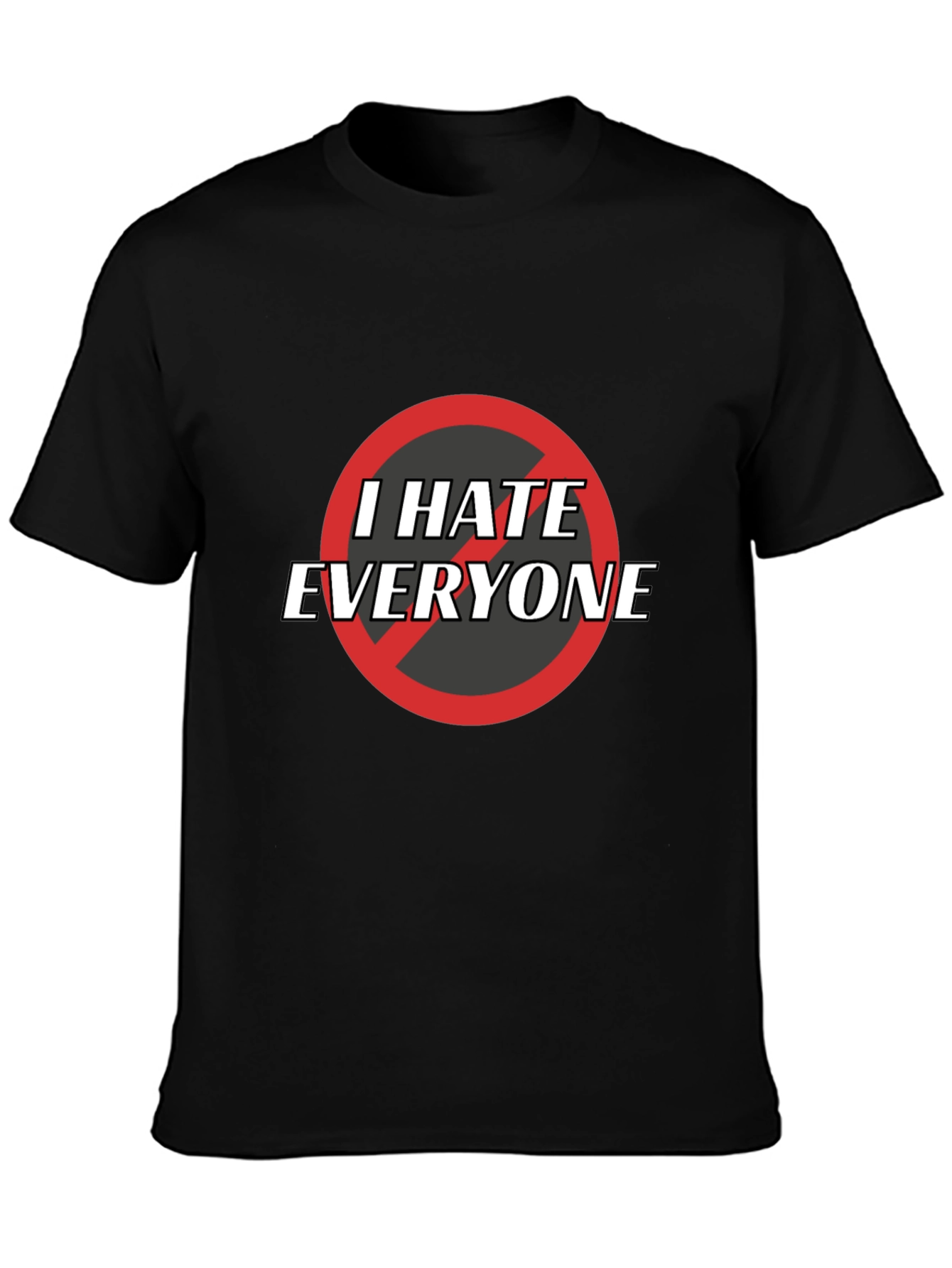 Black I Hate Everyone Graphic Tee - Black Cotton T-Shirt view 3