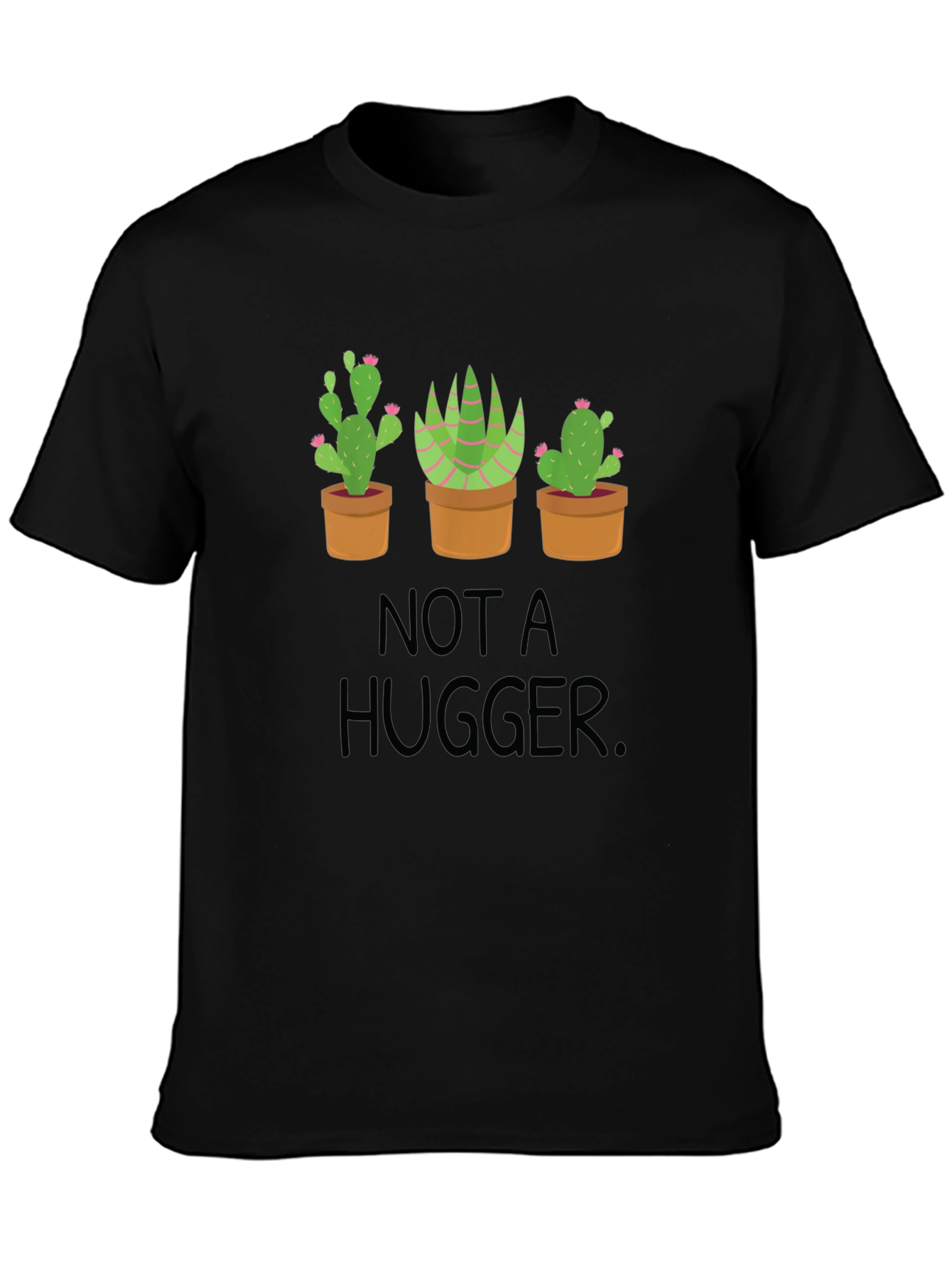 Black Not a Hugger Cactus Graphic Tee view 3