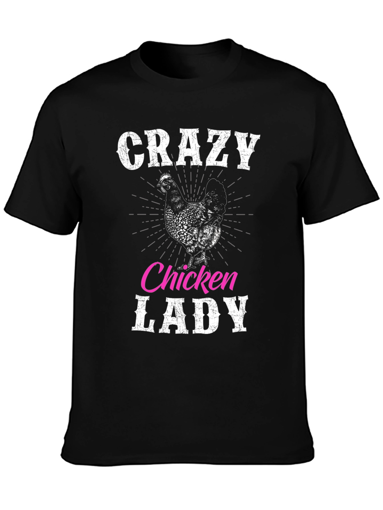 Black Crazy Chicken Lady Graphic T-Shirt view 3