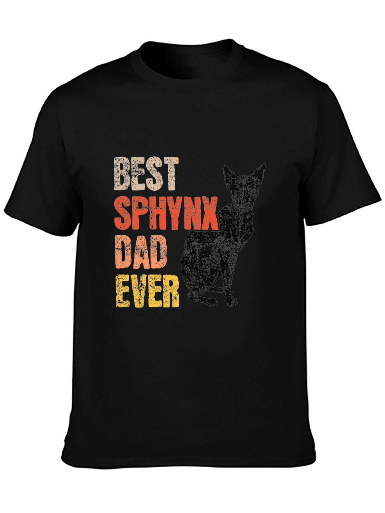 Black Best Sphynx Dad Ever T-Shirt view 3