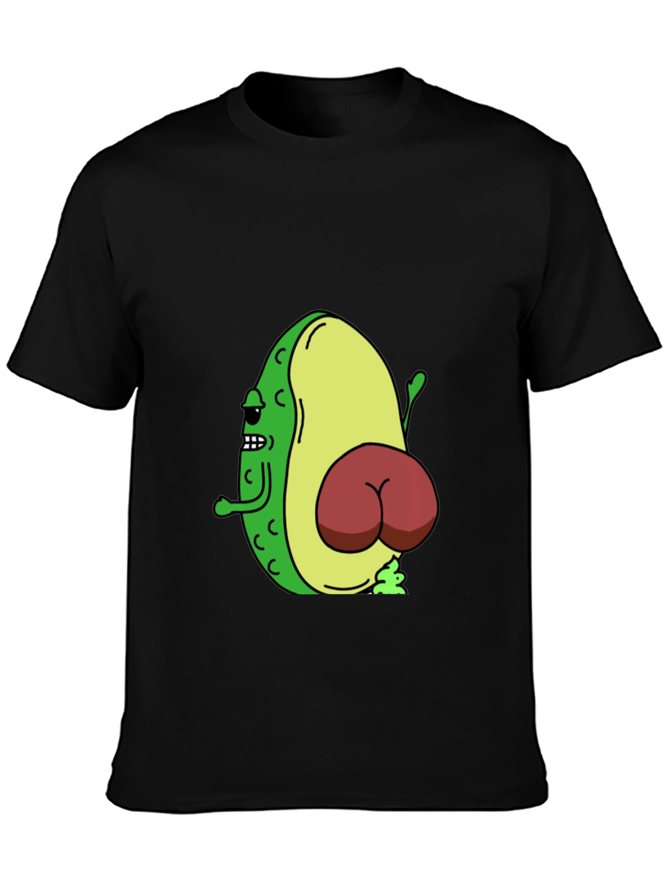 Black Funny Avocado Butt T-Shirt - Black view 3