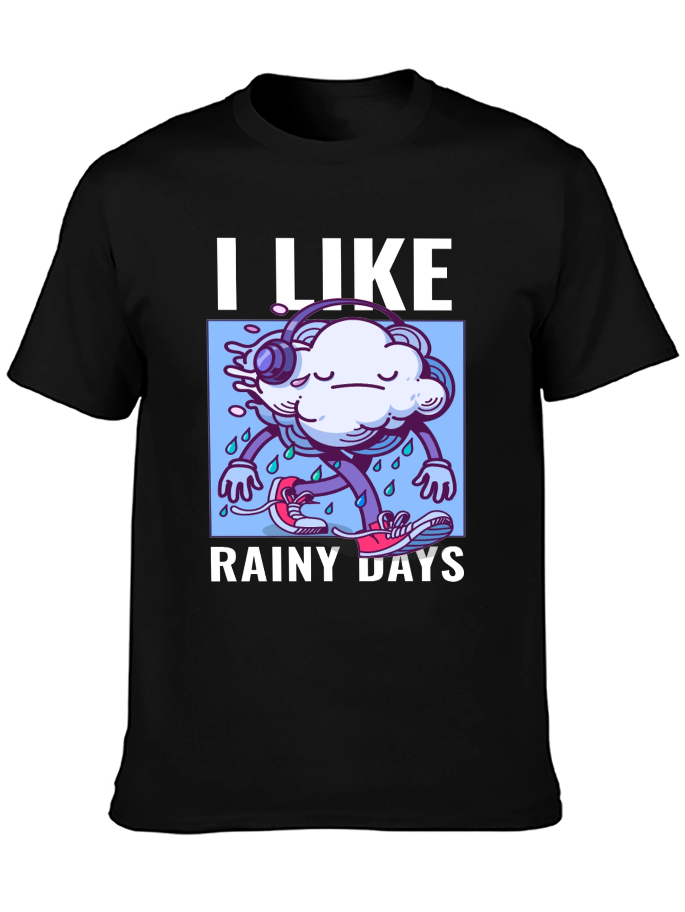 Black I Like Rainy Days Graphic T-Shirt view 3