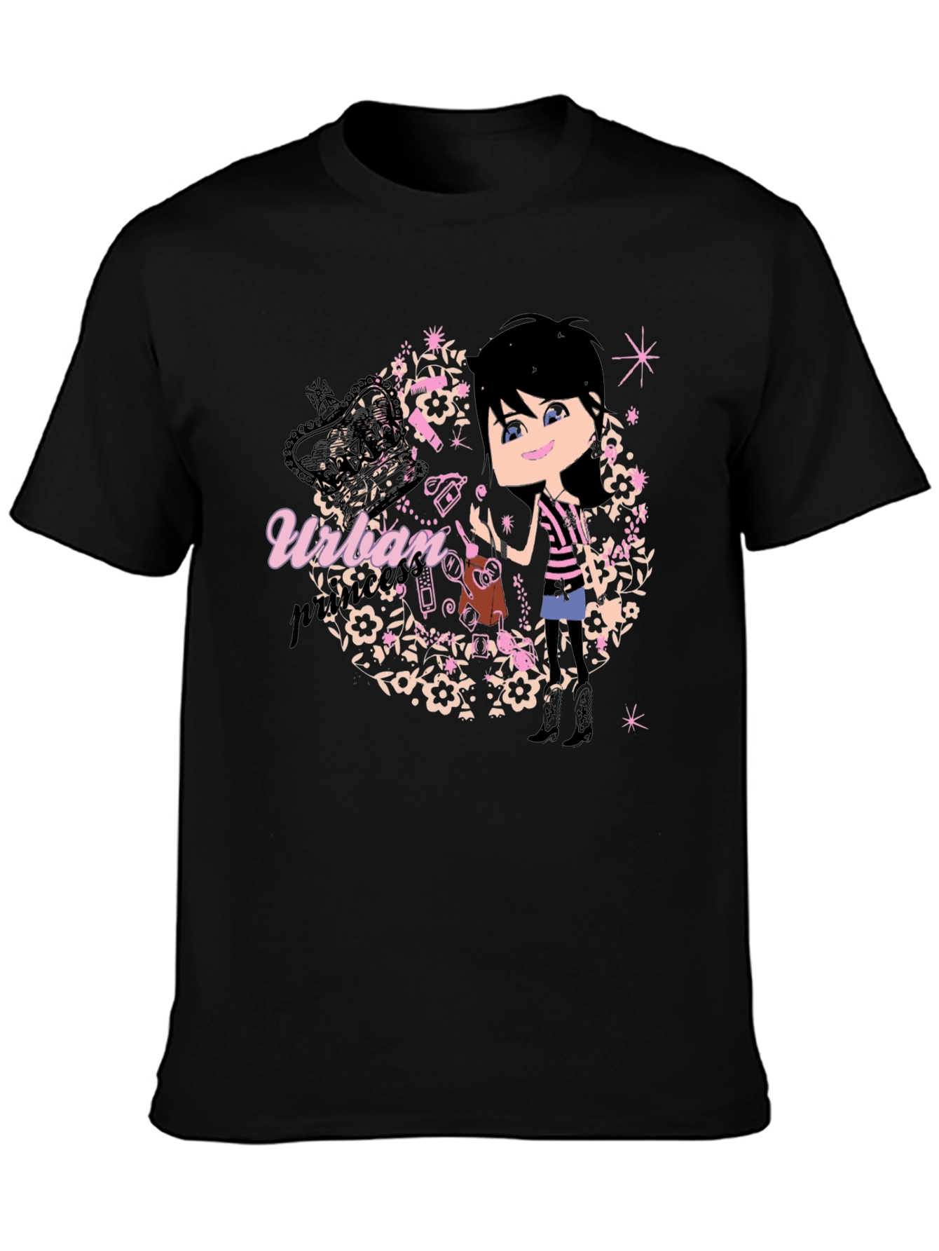 Black Urban Princess Black T-Shirt view 3