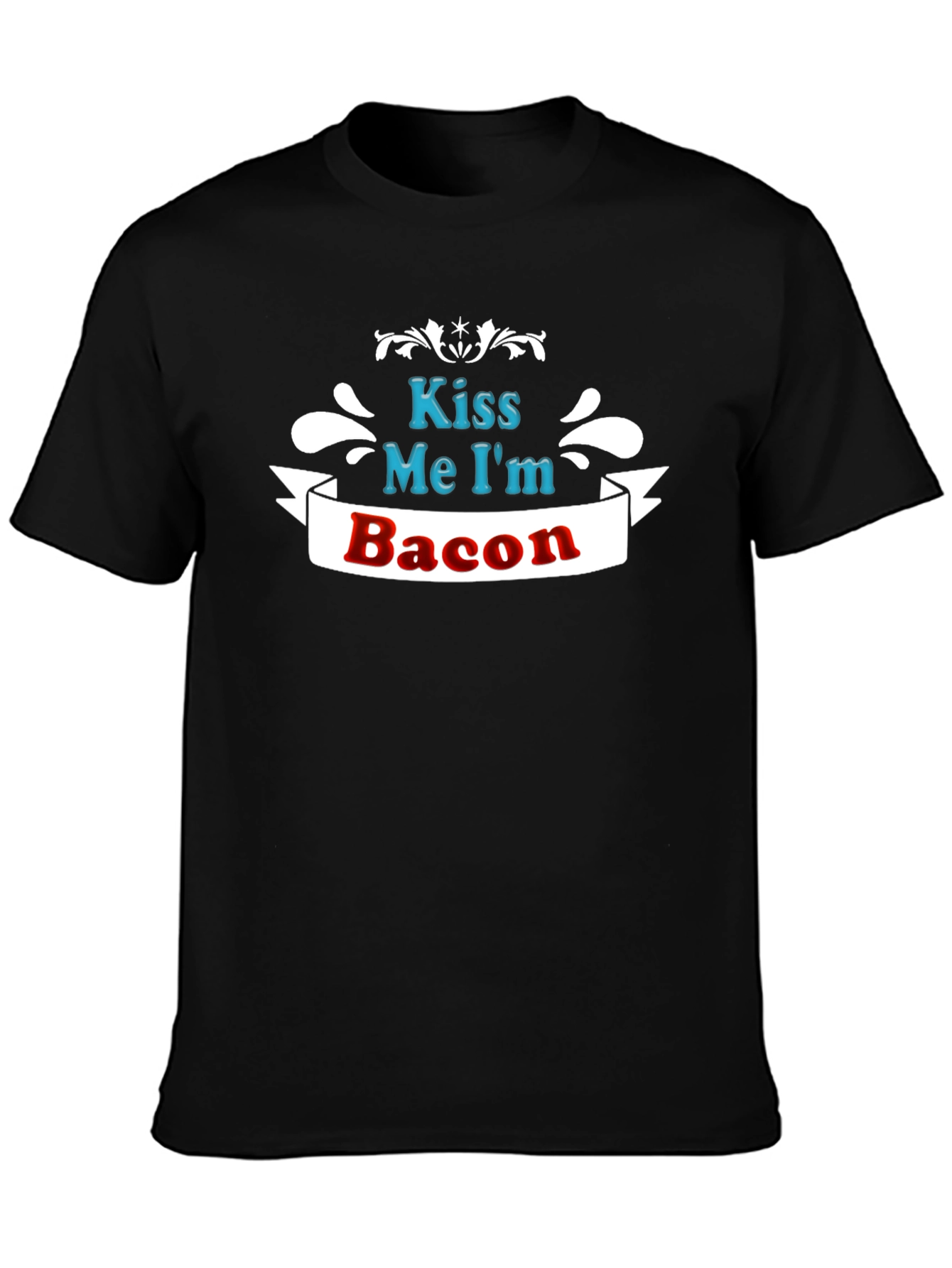 Black Kiss Me I'm Bacon - Funny T-Shirt view 3