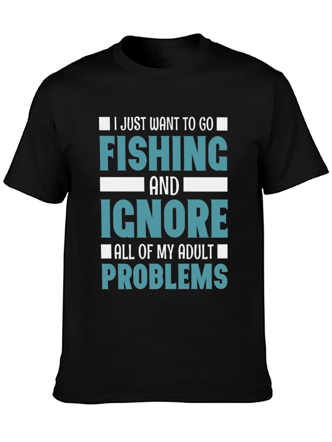 Black Fishing T-Shirt - Ignore Adult Problems Tee view 3