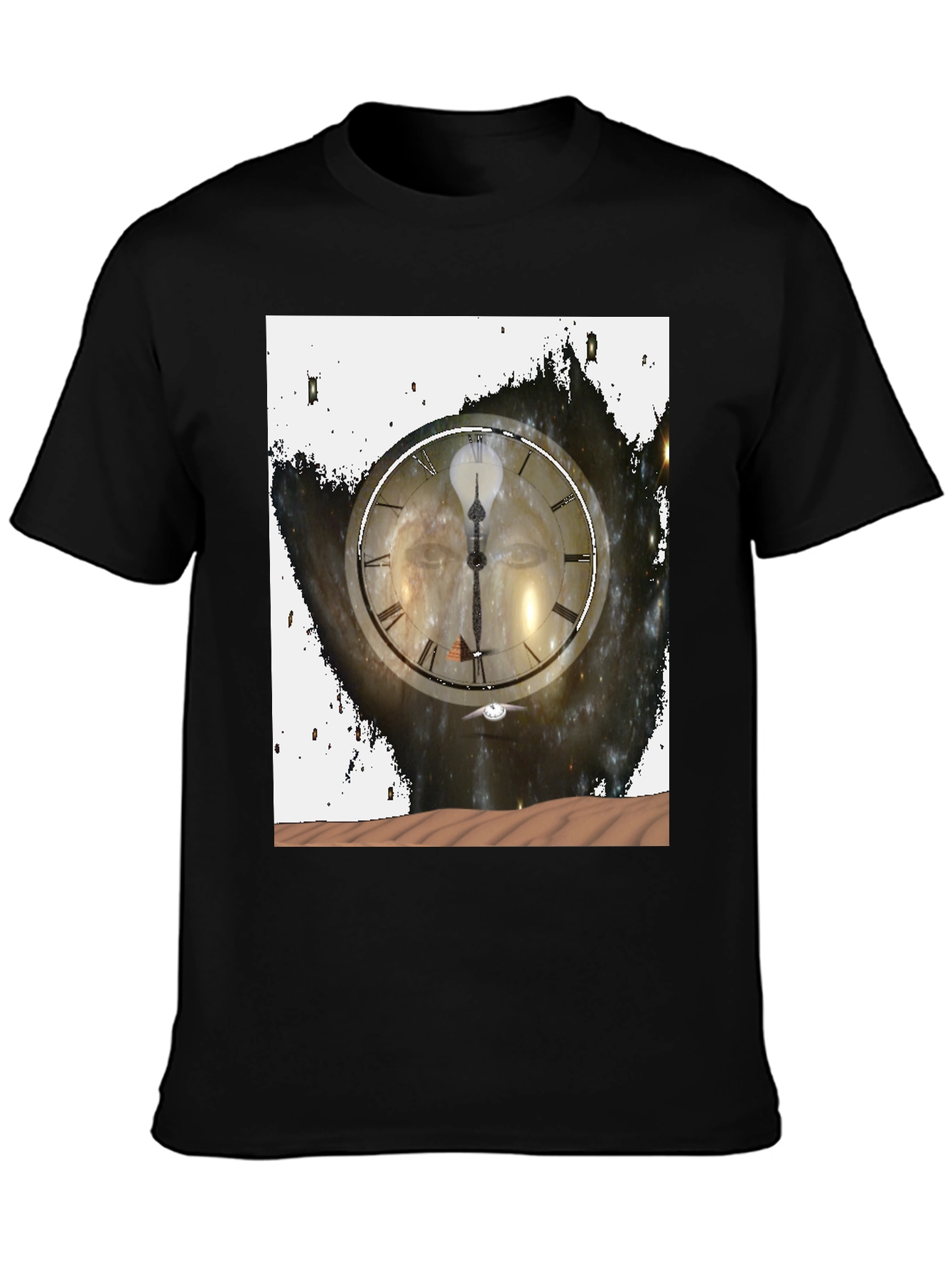 Black Time and Space Graphic Tee - Black Cotton Comfort view 3