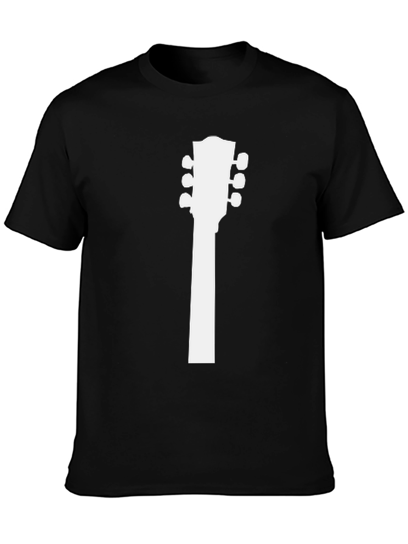 Black Guitar Headstock Graphic Tee - Black Cotton Shirt view 3