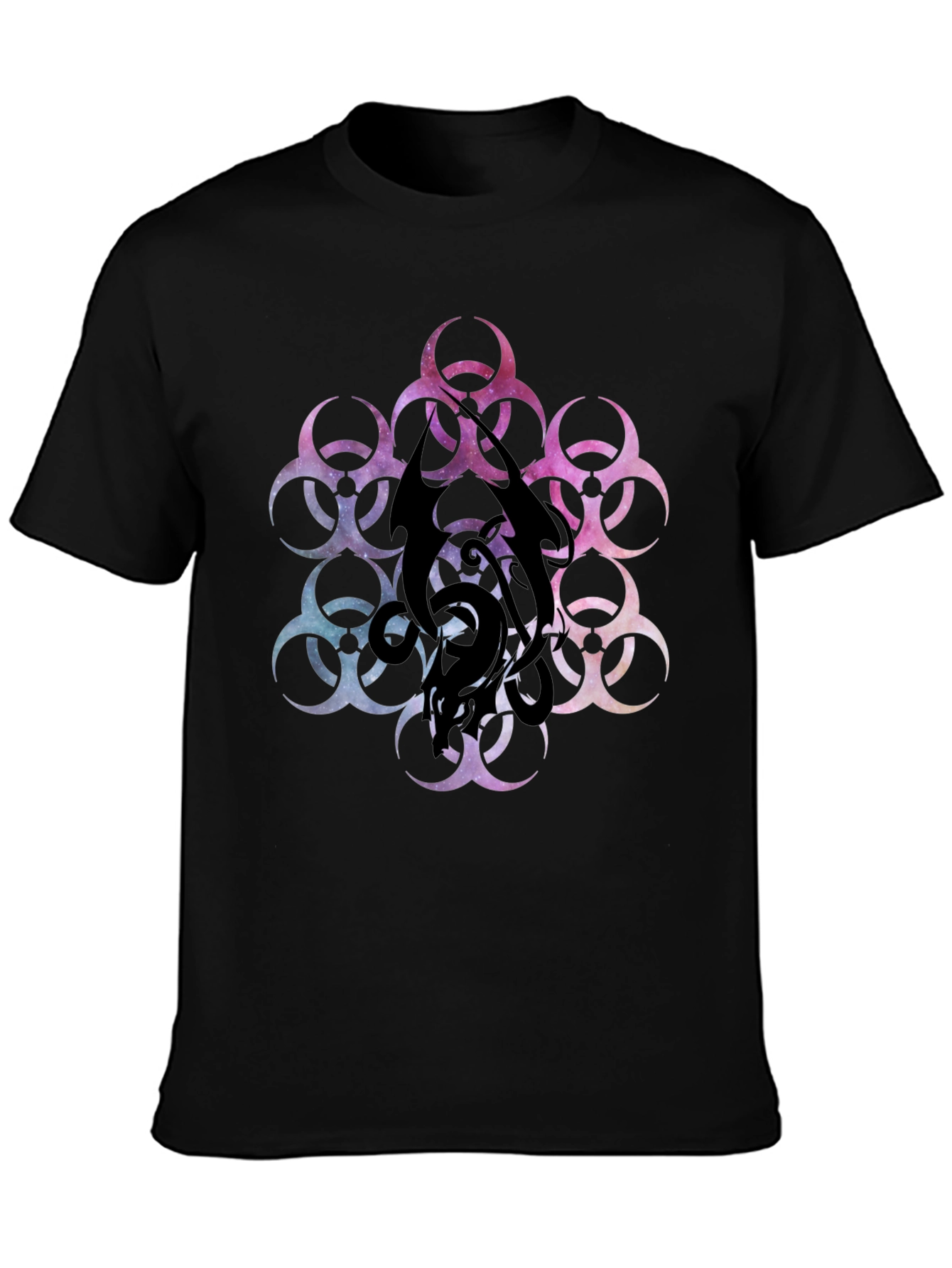 Black Biohazard Galaxy T-Shirt - Black Graphic Tee view 3