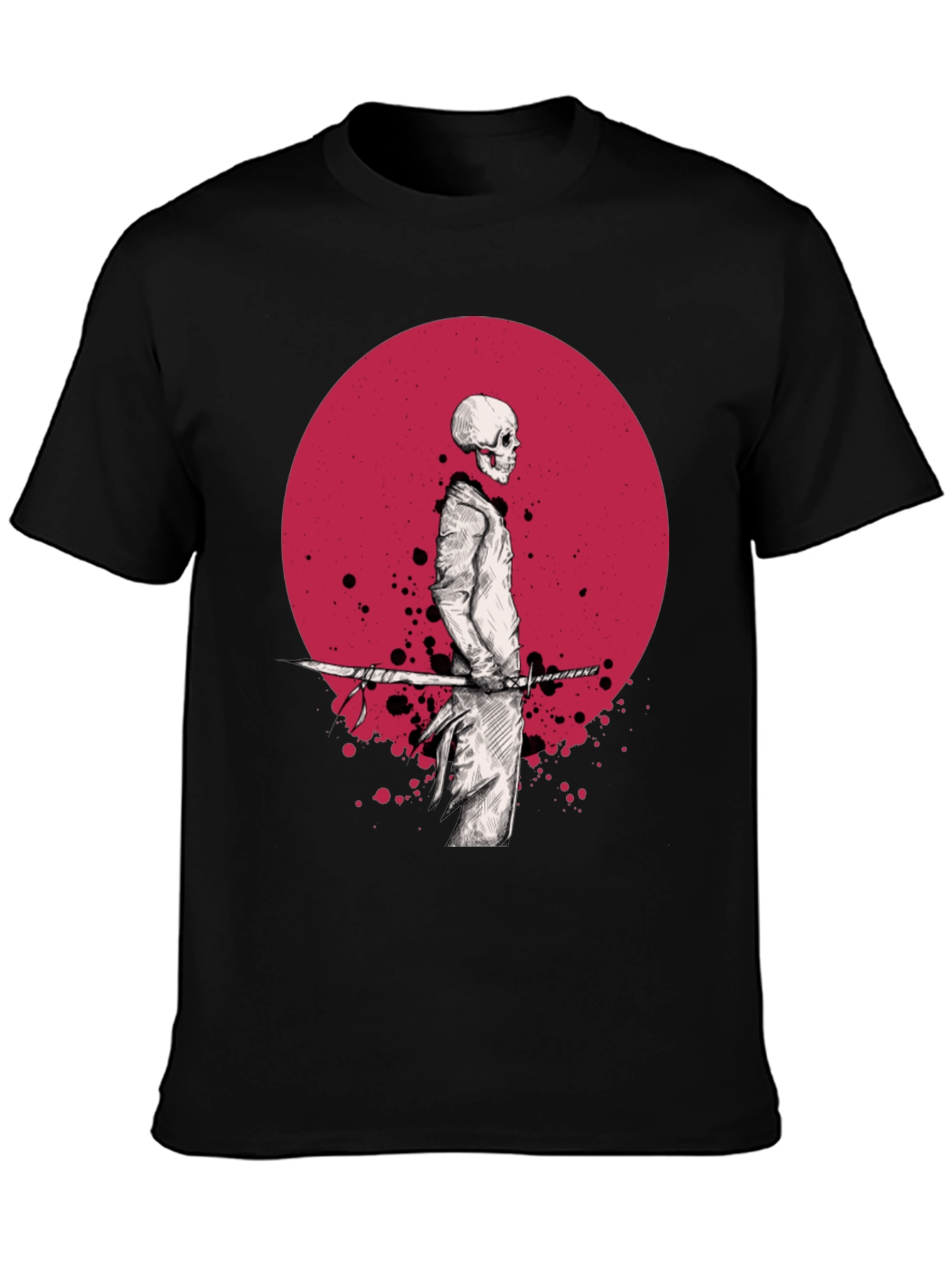 Black Samurai Skeleton T-Shirt - Black Graphic Tee view 3