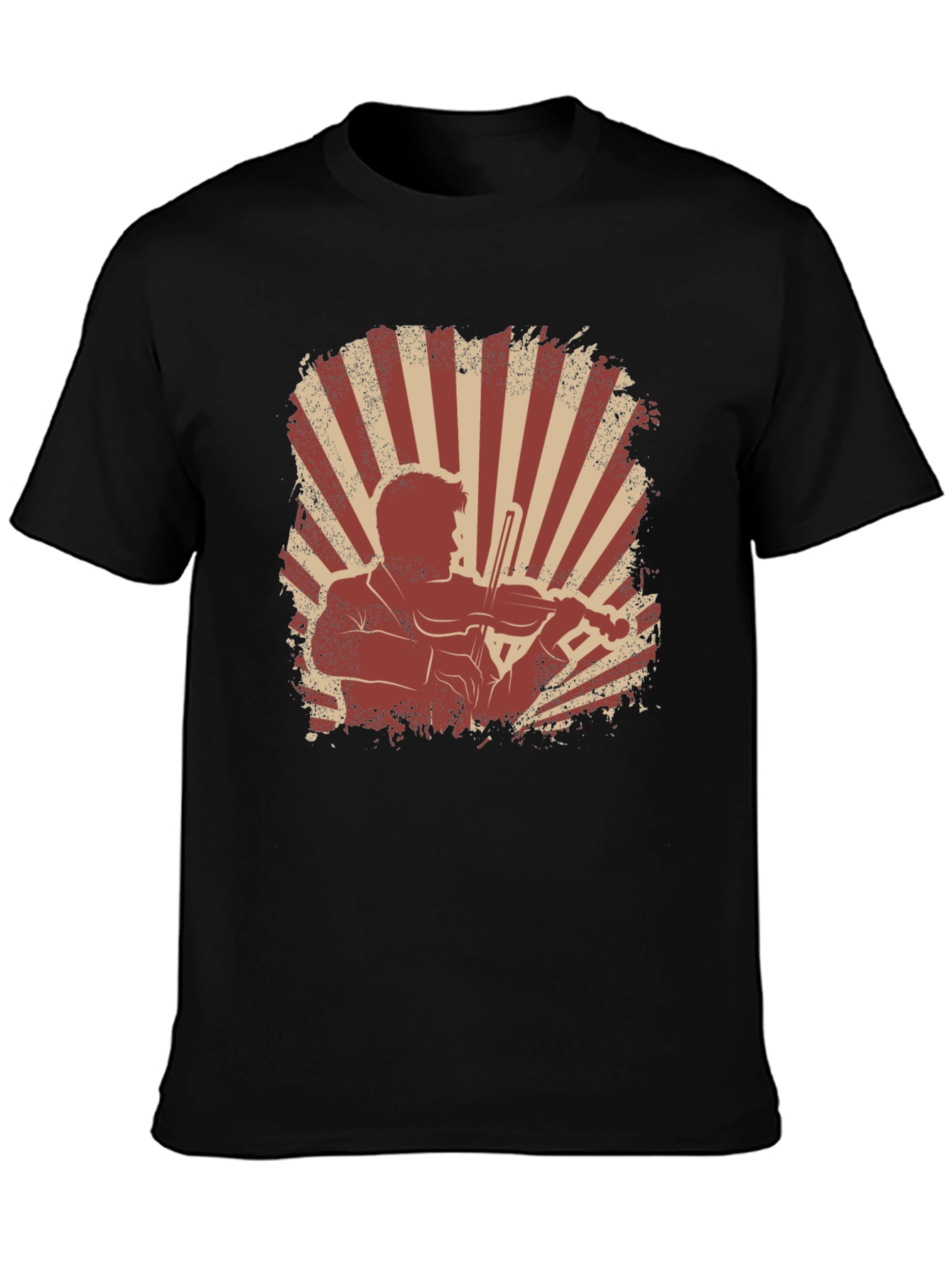 Black Violinist Graphic T-Shirt - Vintage Style view 3