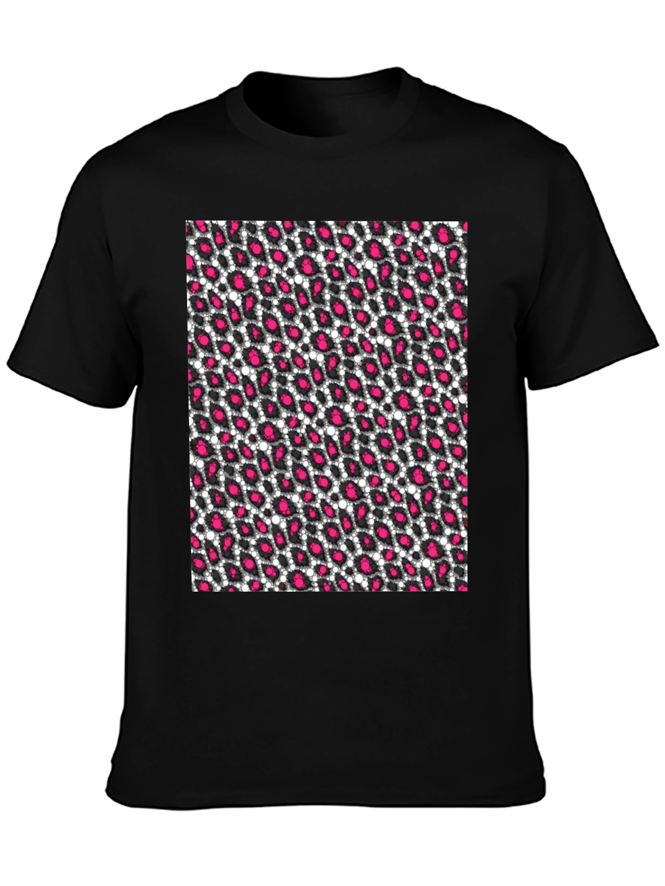 Black Black T-Shirt with Pink Leopard Print view 3