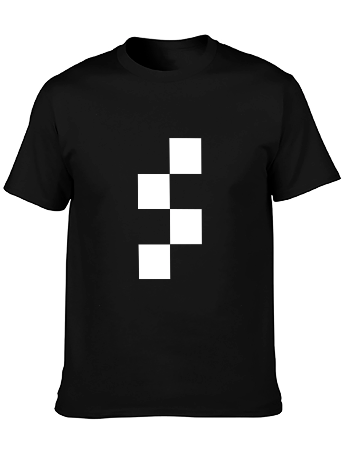 Black Modern Checkered Block Graphic Tee - Black view 3