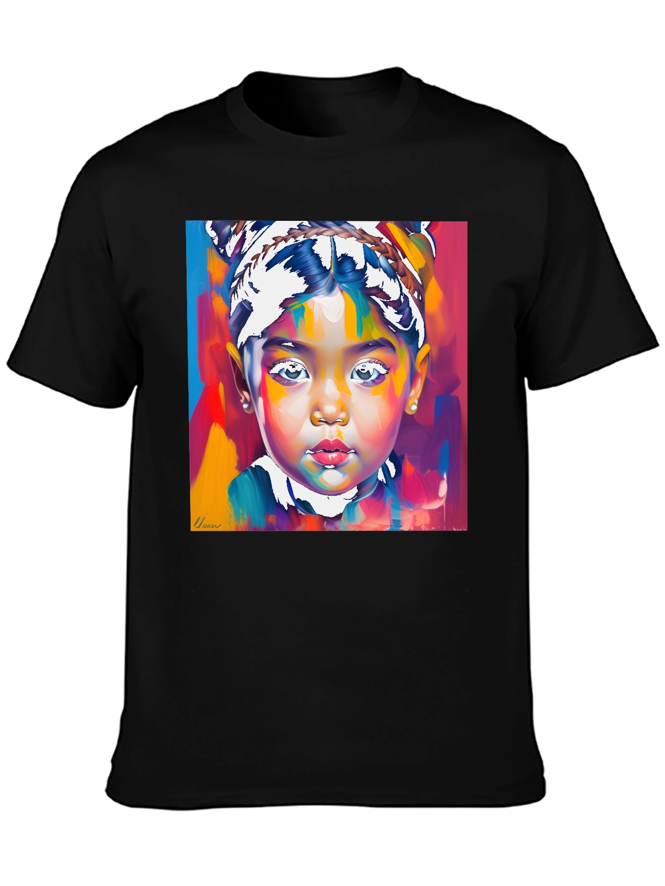 Black Artistic Child Portrait Graphic Tee - Bold & Unique view 3
