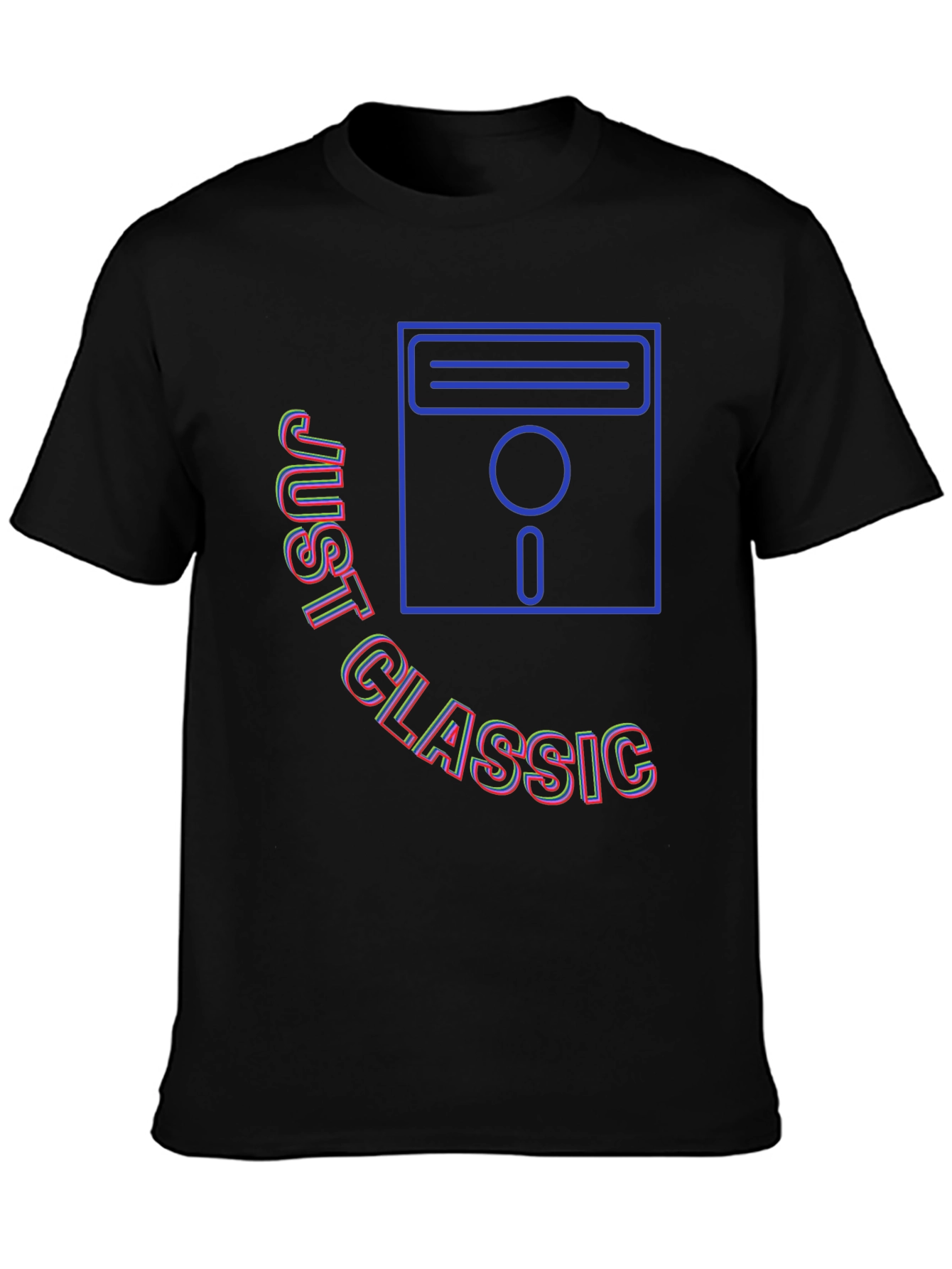 Black Just Classic Retro Floppy Disk Graphic T-Shirt view 3