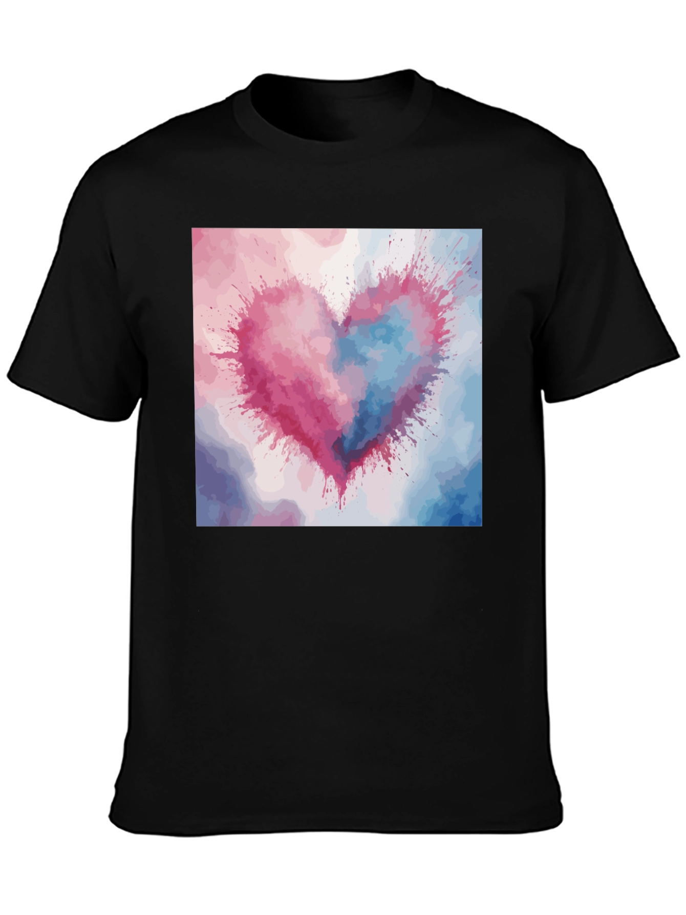 Black Watercolor Heart Graphic Tee view 3