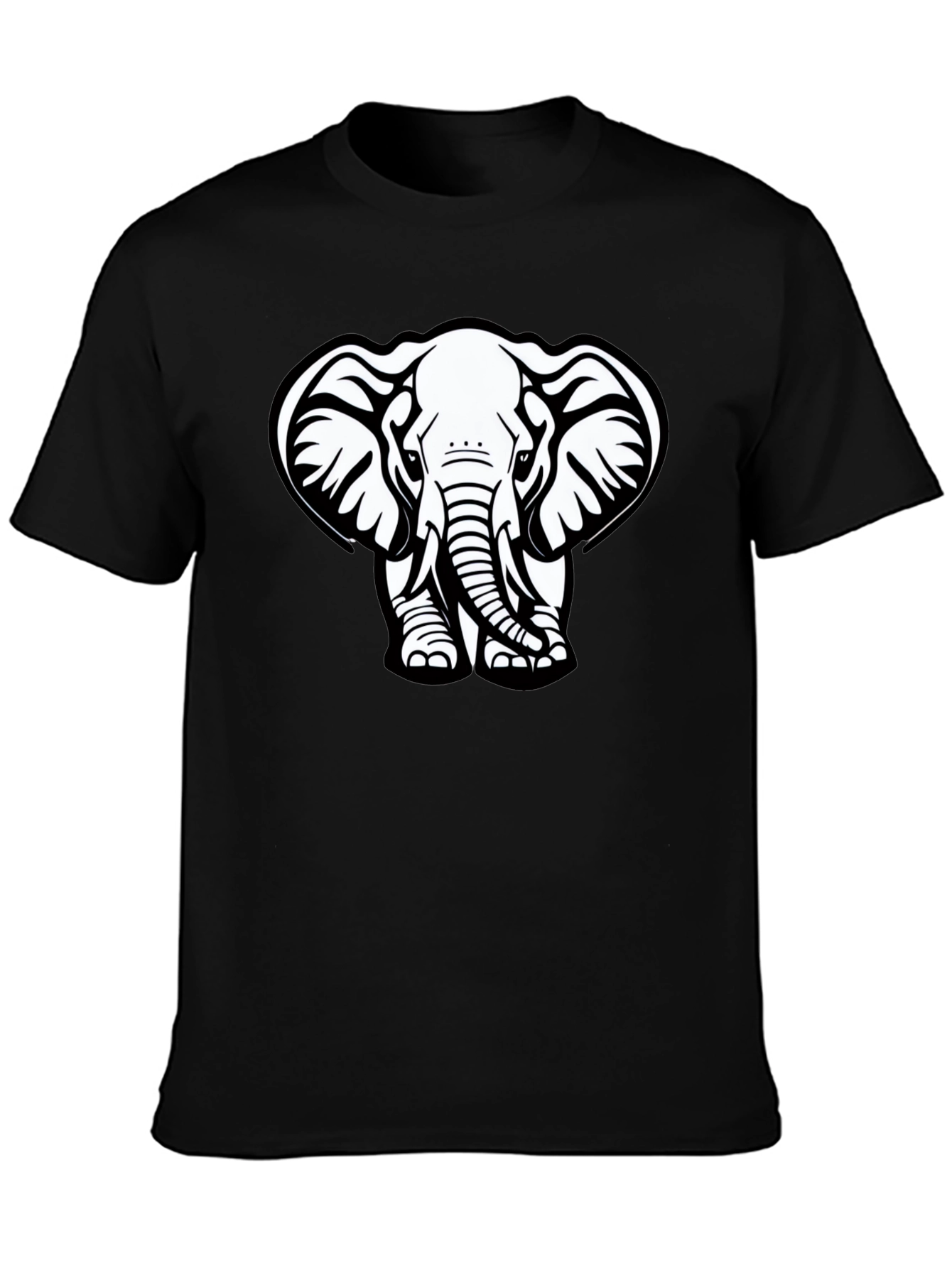 Black Elephant Graphic Tee - Black Cotton T-Shirt view 3