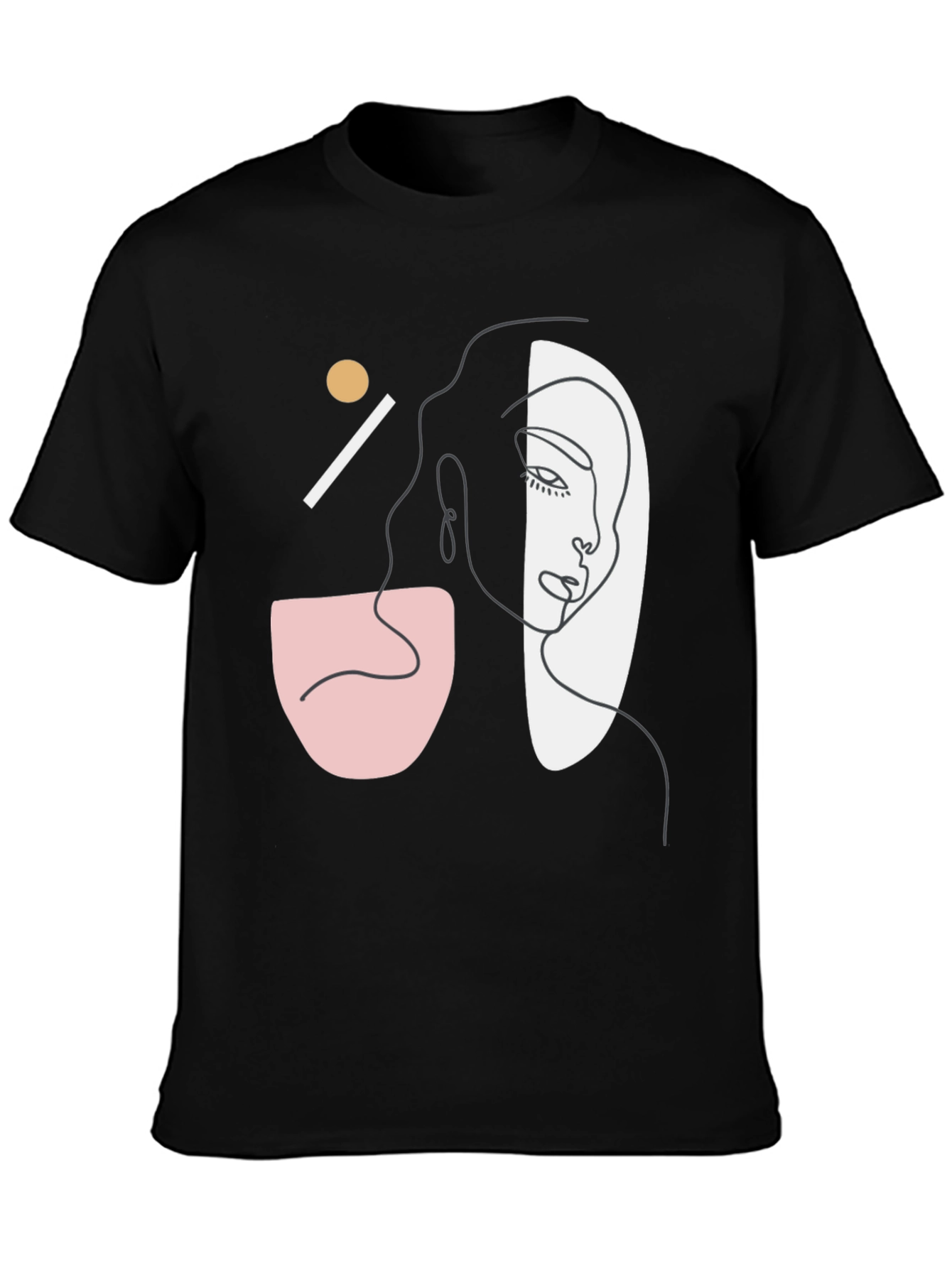 Black Abstract Face Graphic Tee - Modern Art Style view 3