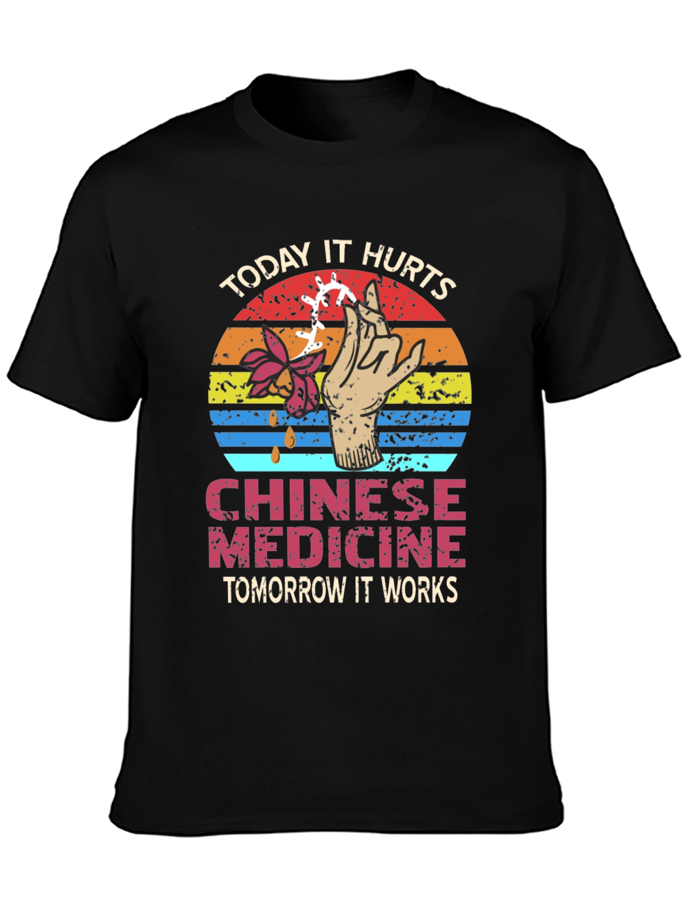 Black Chinese Medicine T-Shirt: Today It Hurts view 3