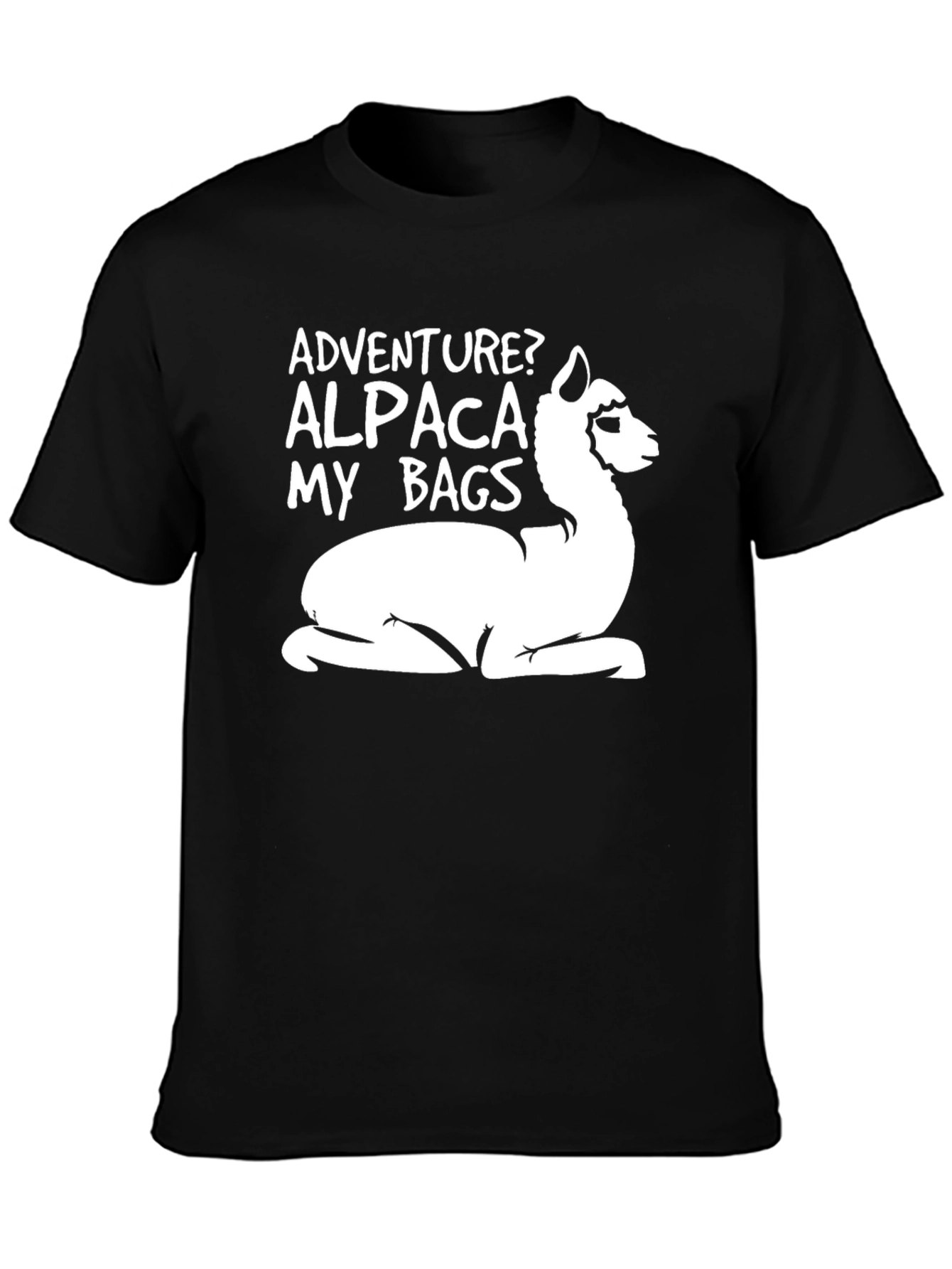 Black Adventure Alpaca T-Shirt - Funny Graphic Tee view 3