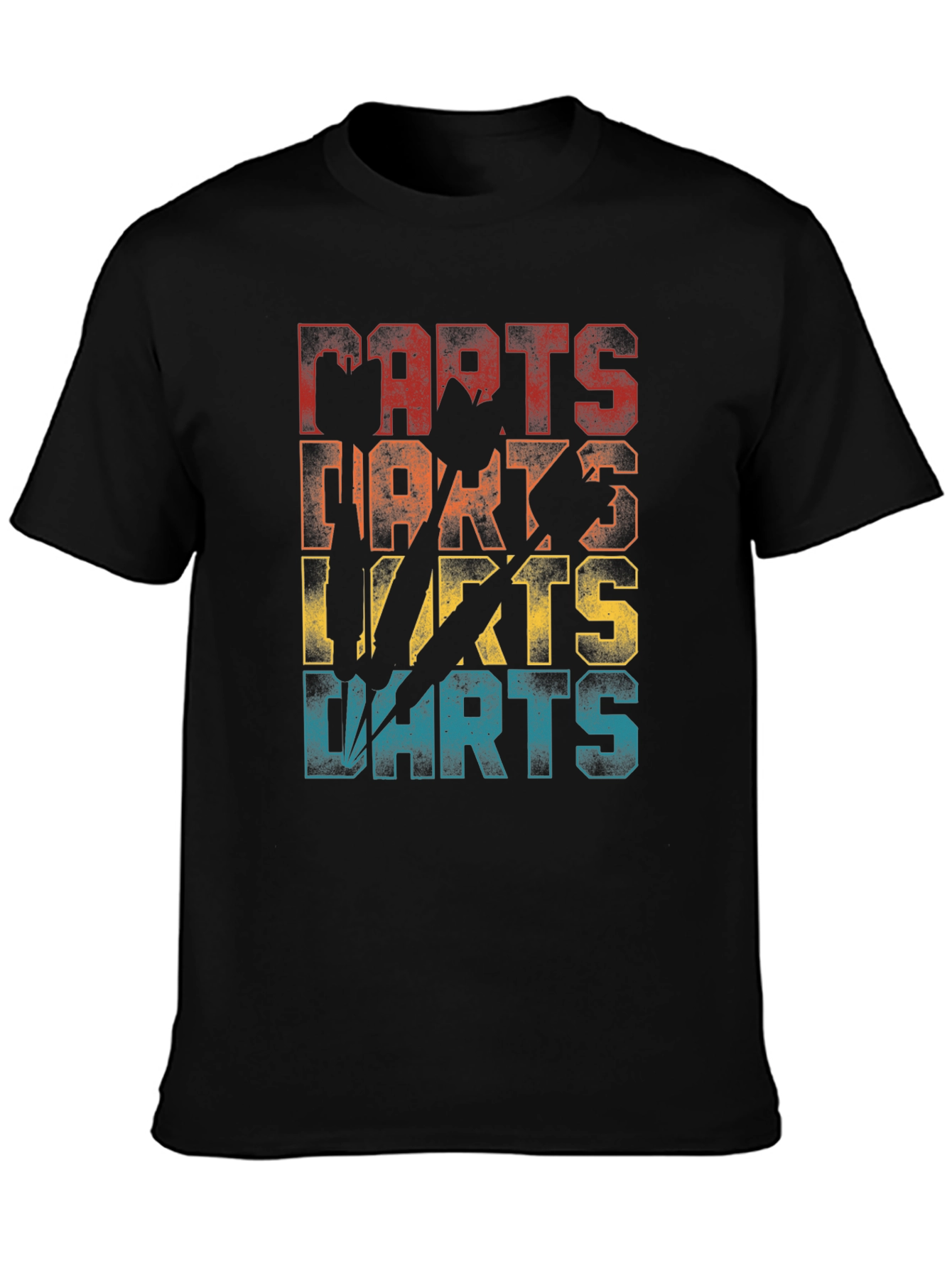 Black Retro Darts T-Shirt | Claw Mark Dart Design view 3