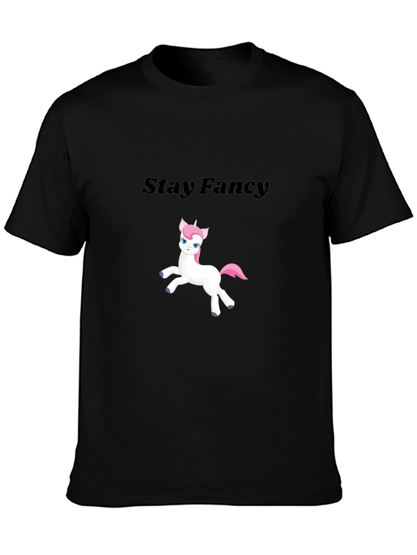 Black Stay Fancy Unicorn Graphic T-Shirt view 3