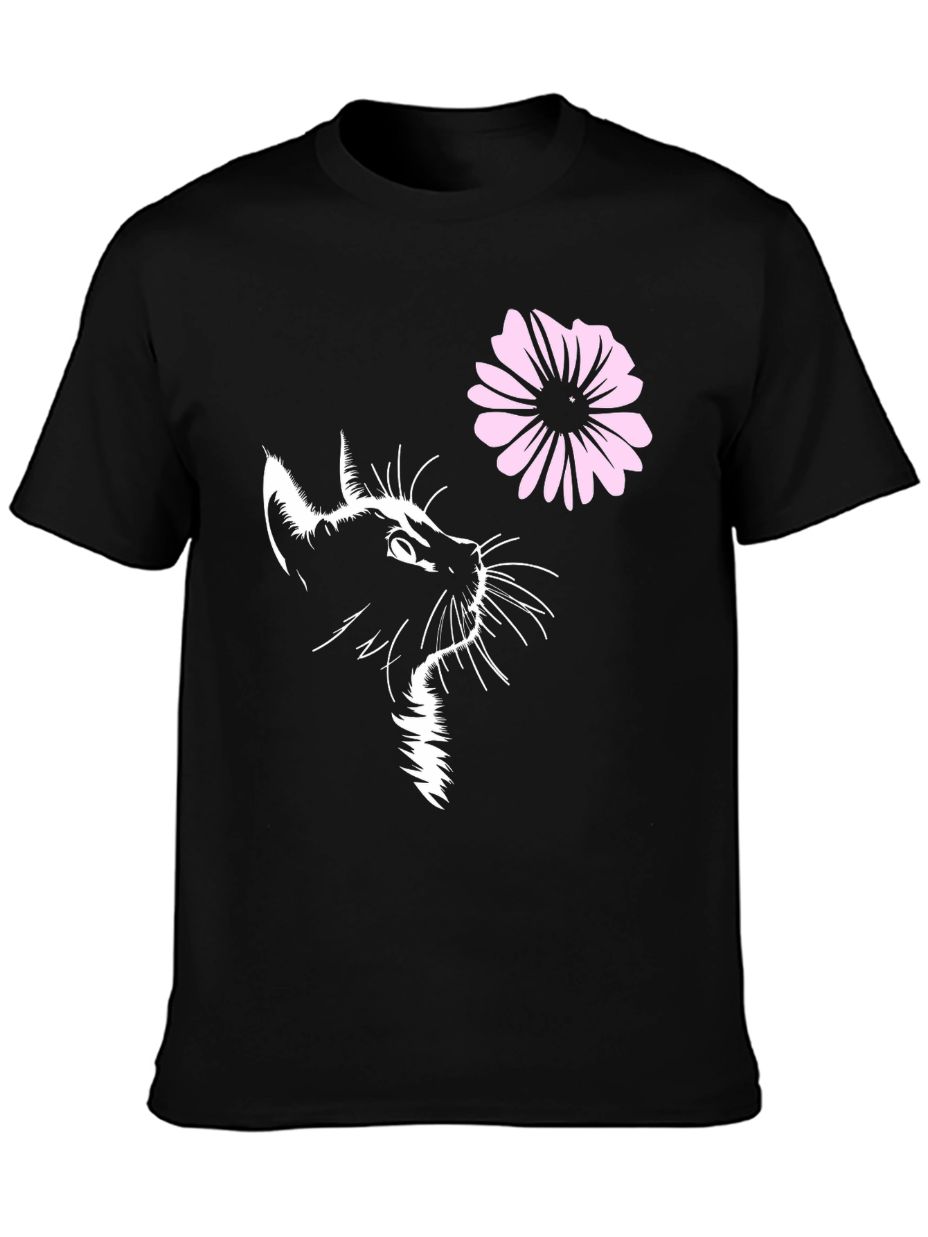 Black Black Cat & Flower Graphic T-Shirt view 3