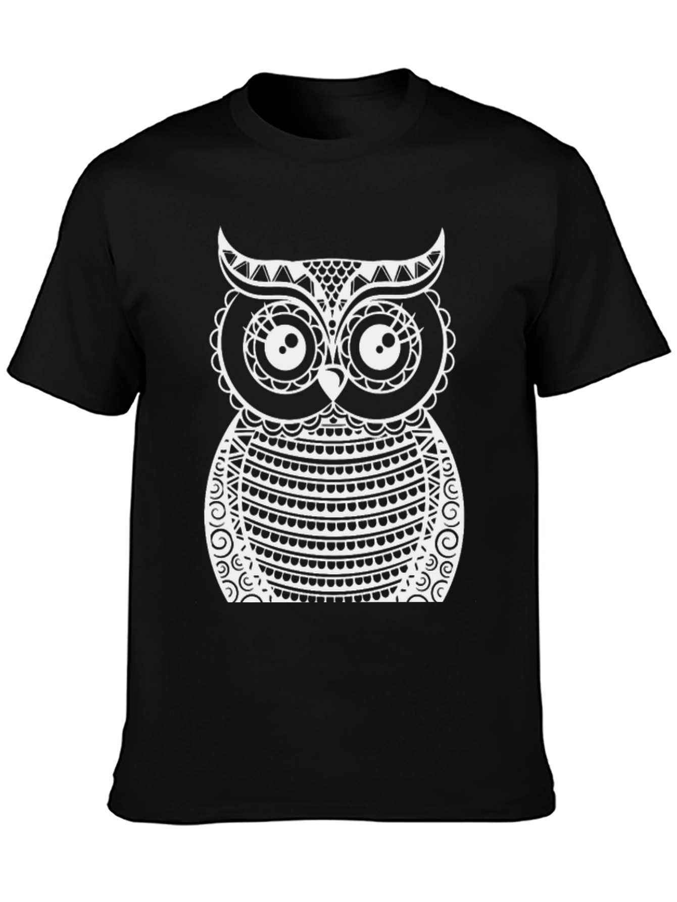 Black Owl Graphic Print Black T-Shirt view 3