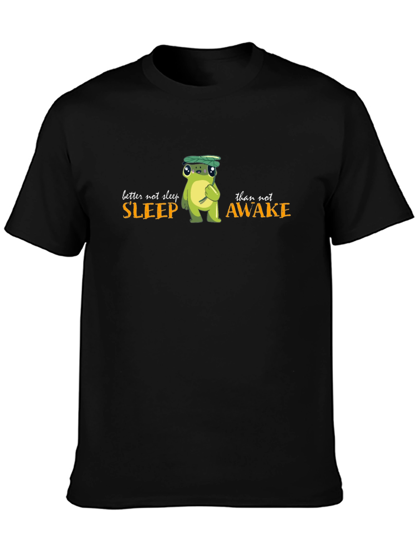 Black Better Not Sleep Frog Graphic Black T-Shirt view 3