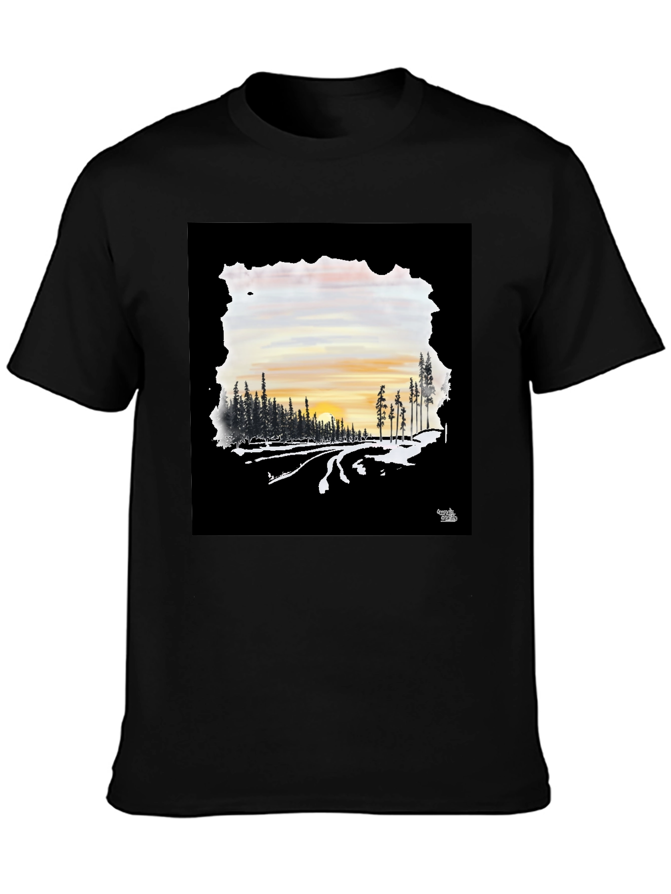 Black Sunset Road Black Graphic Tee view 3