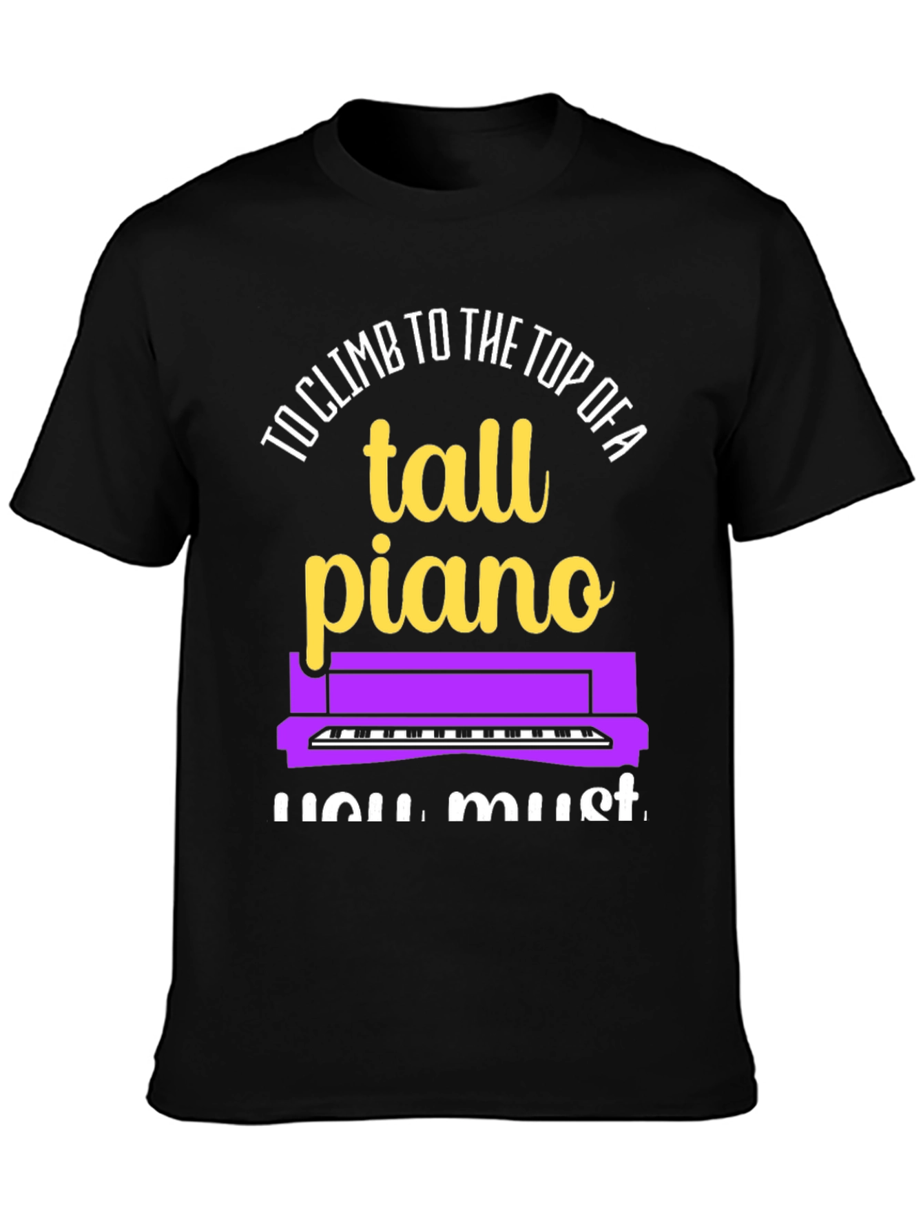 Black Tall Piano Graphic Tee - Musician's Novelty Shirt view 3