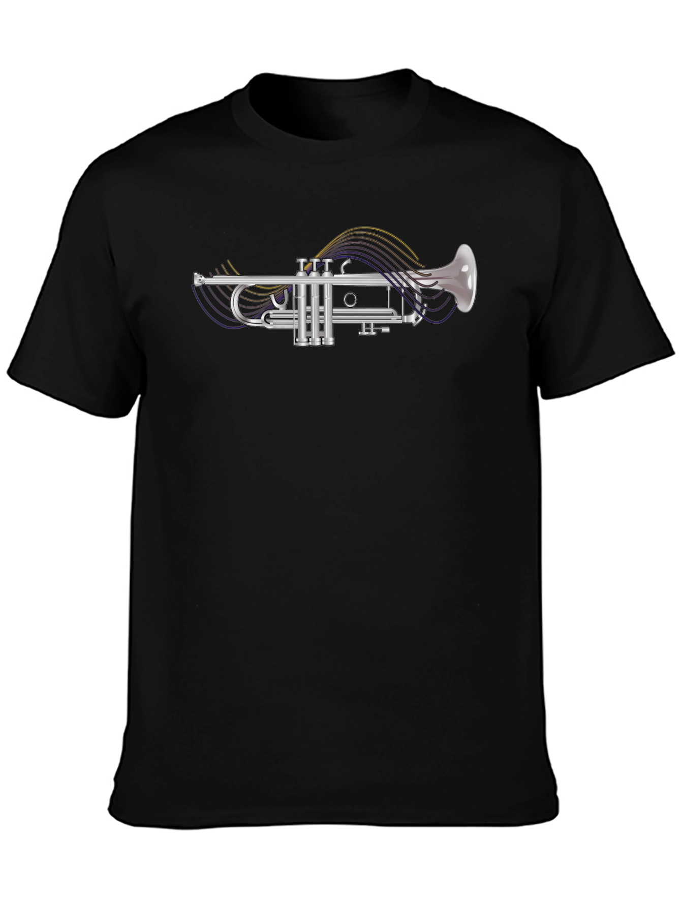Black Trumpet Music T-Shirt - Classic Band Instrument Tee view 3