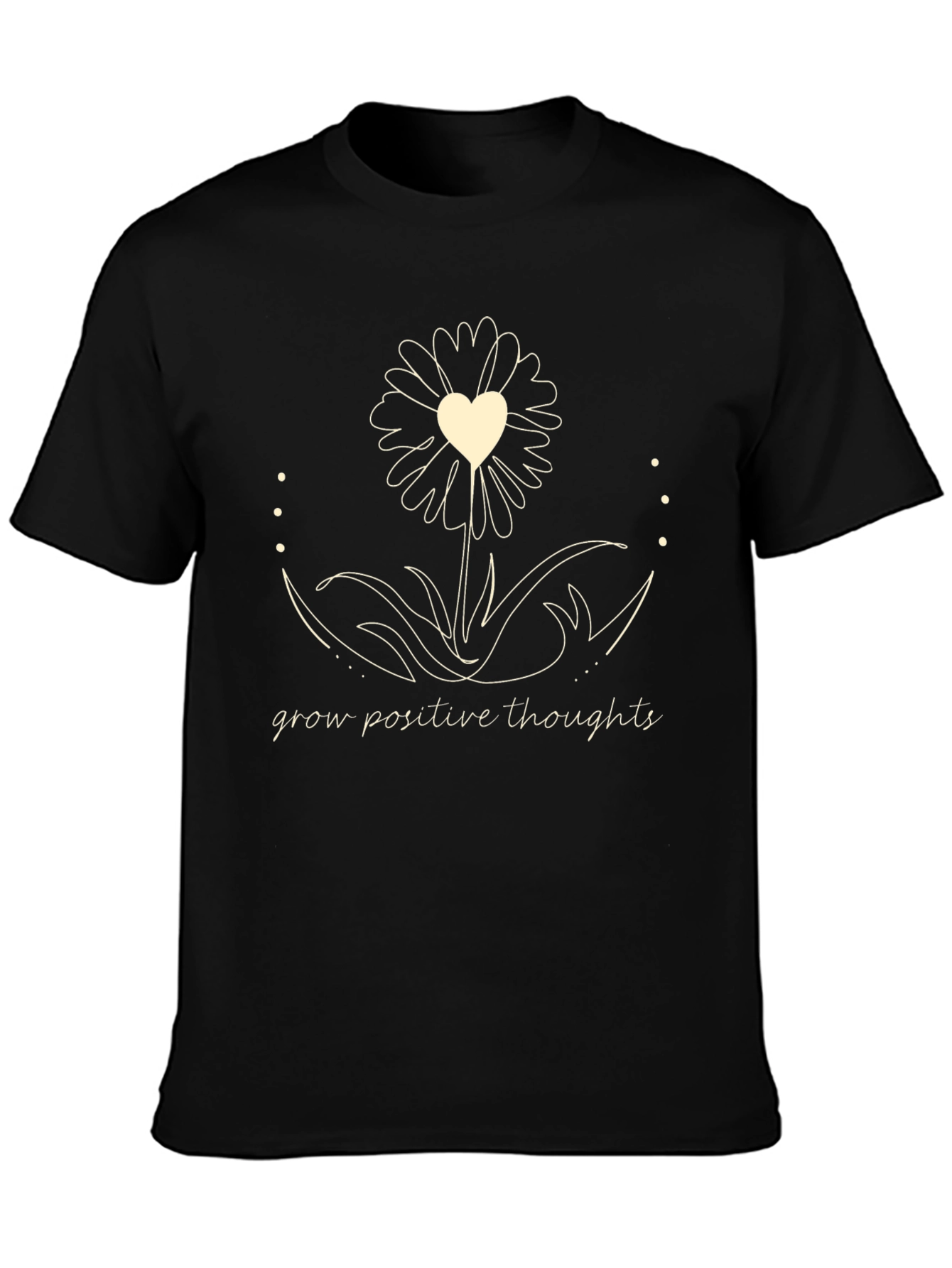 Black Grow Positive Thoughts T-Shirt view 3