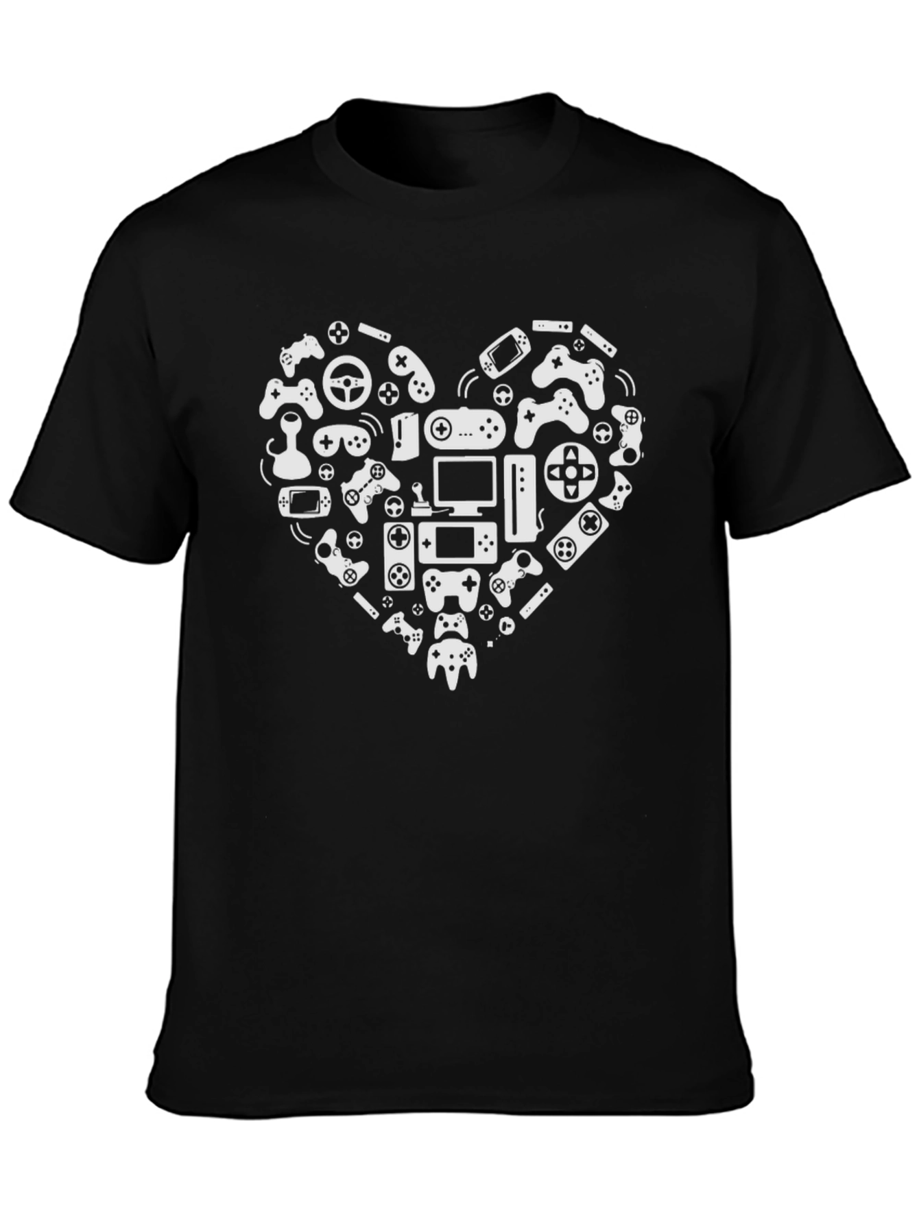 Black Gamer Heart T-Shirt - Black Cotton Tee view 3