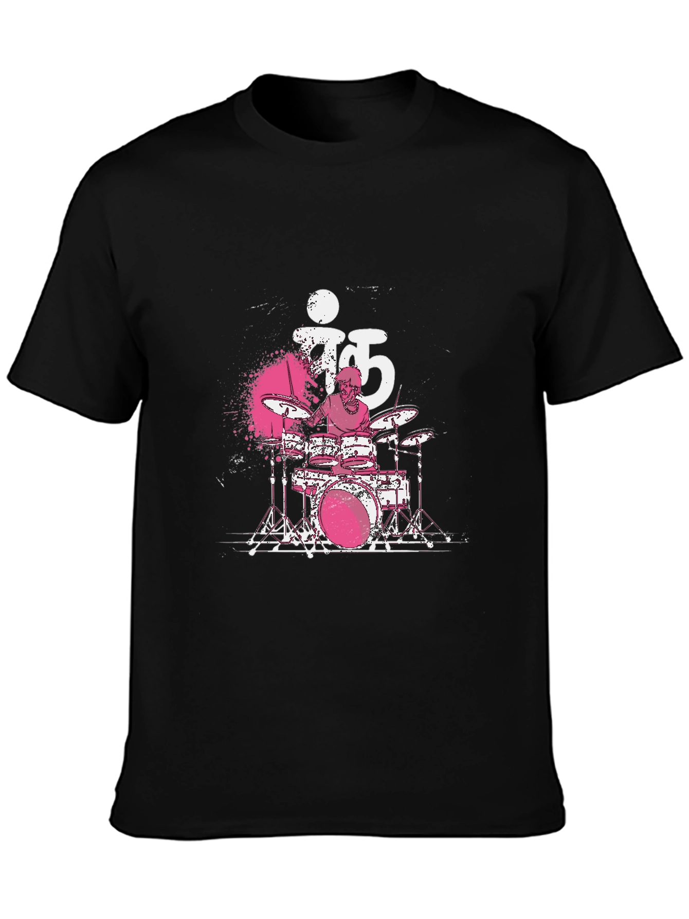 Black Drummer T-Shirt - Black Cotton Tee view 3