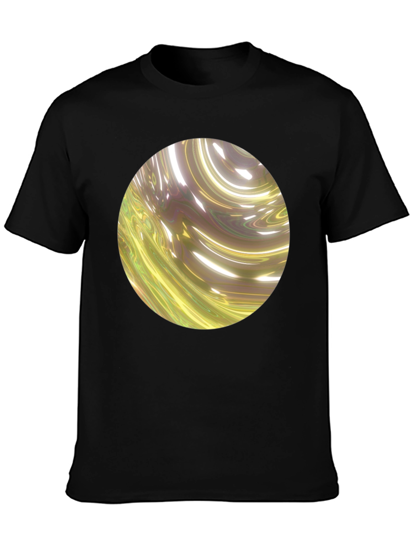 Black Abstract Swirl Graphic Black T-Shirt view 3