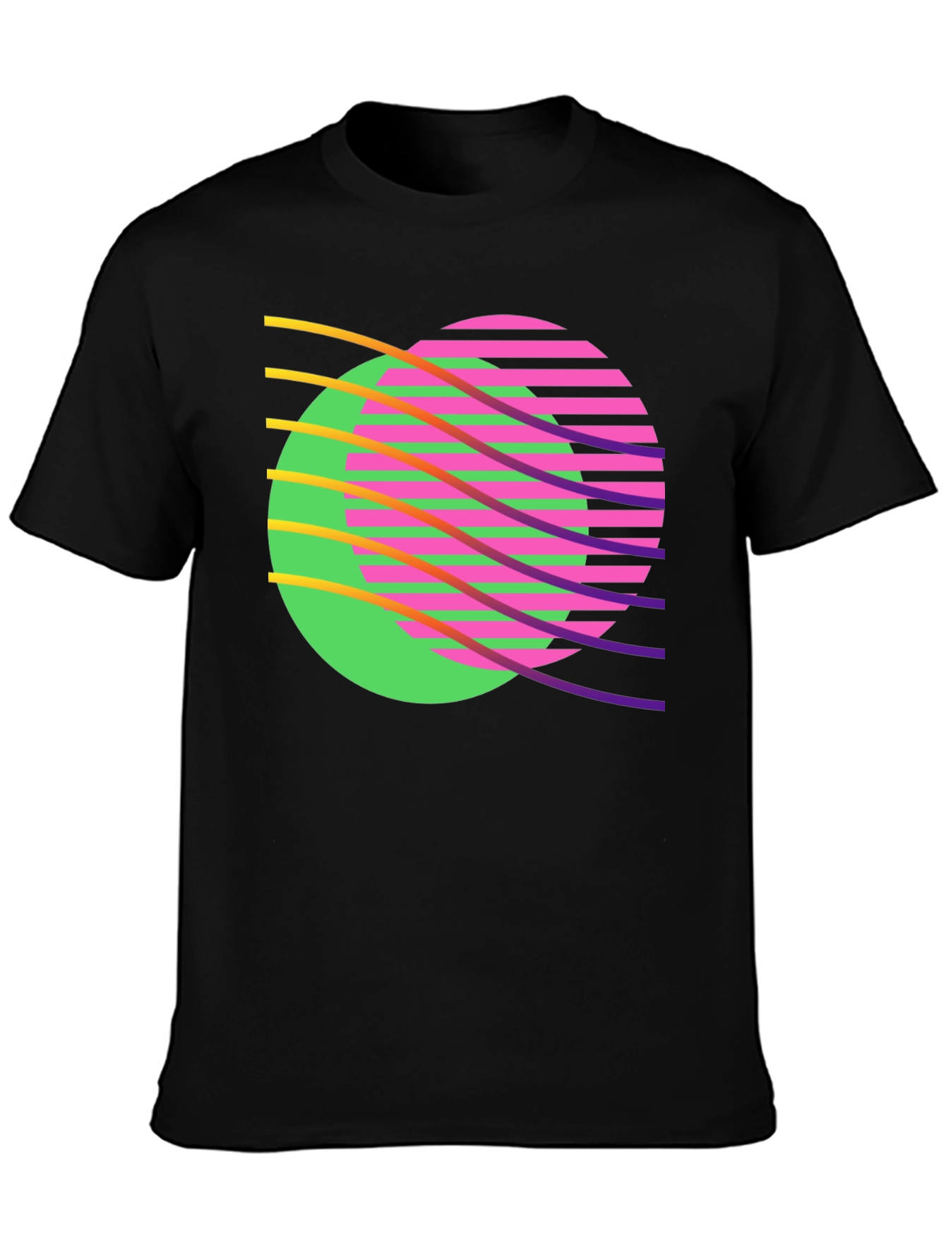 Black Retro Wave Graphic T-Shirt - Black view 3