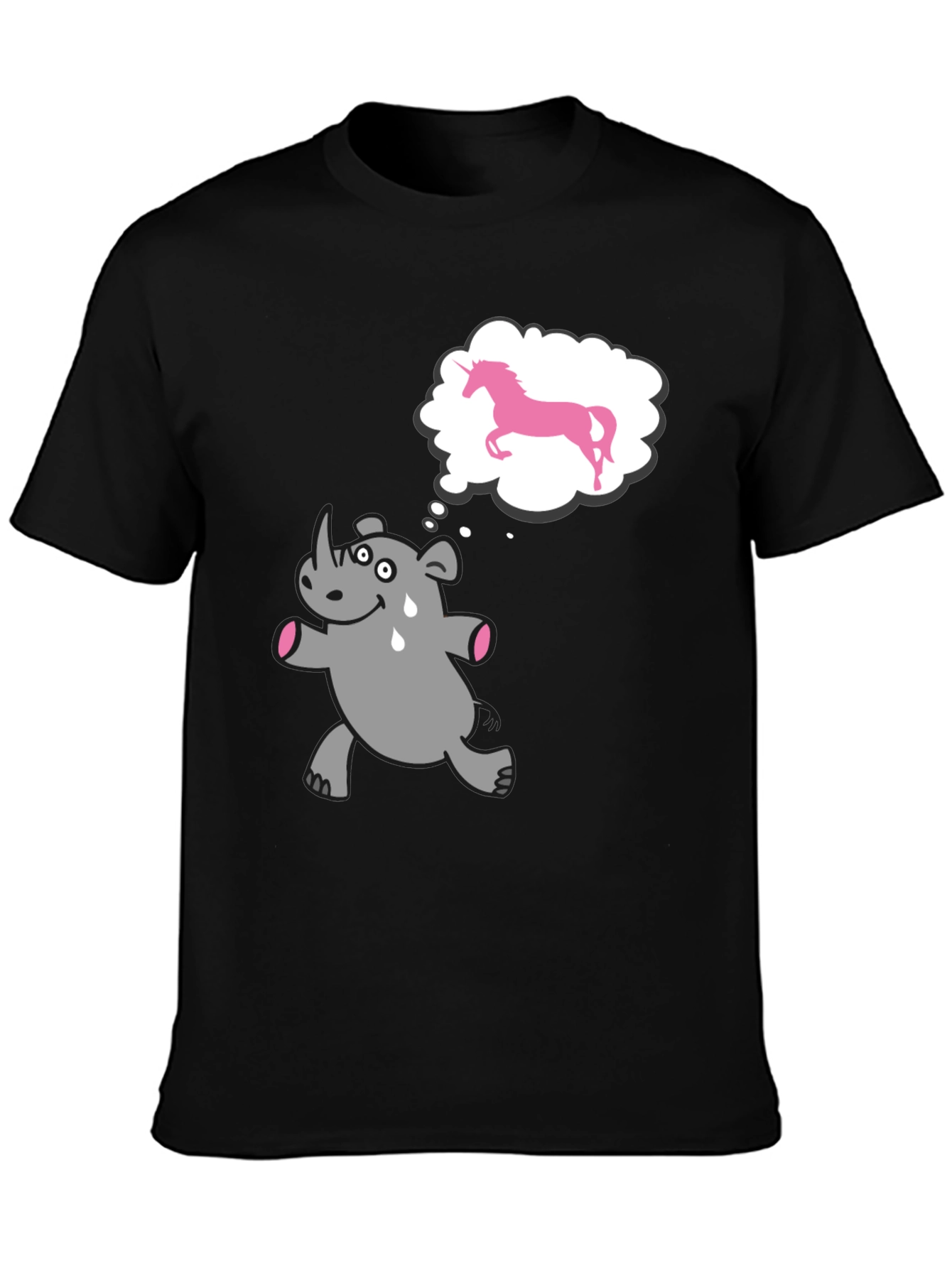 Black Funny Rhino Unicorn Dream Black T-Shirt view 3