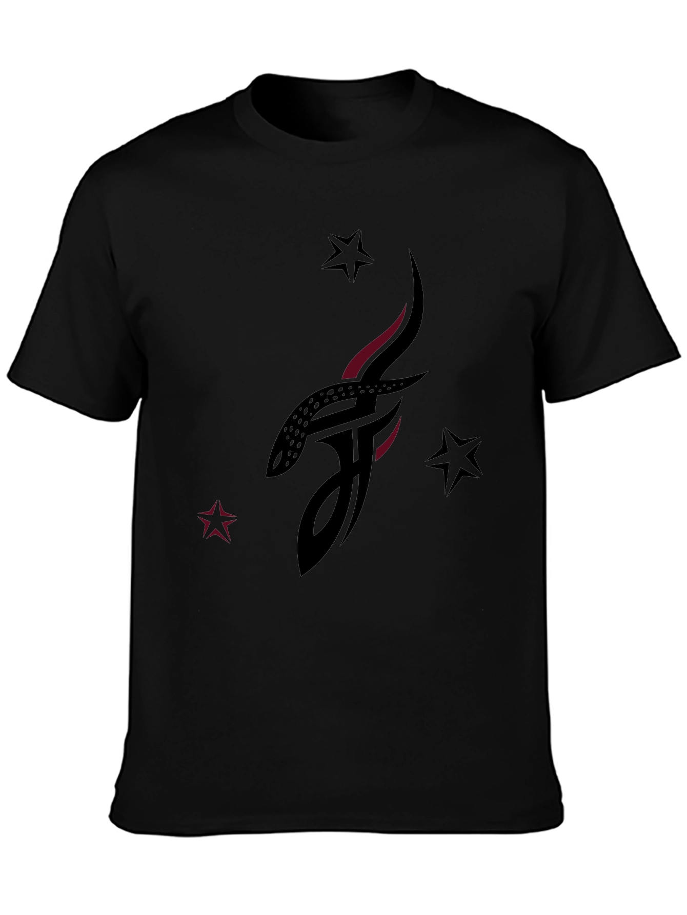 Black Stylish Black Graphic Tee with Abstract Tattoo Design view 3